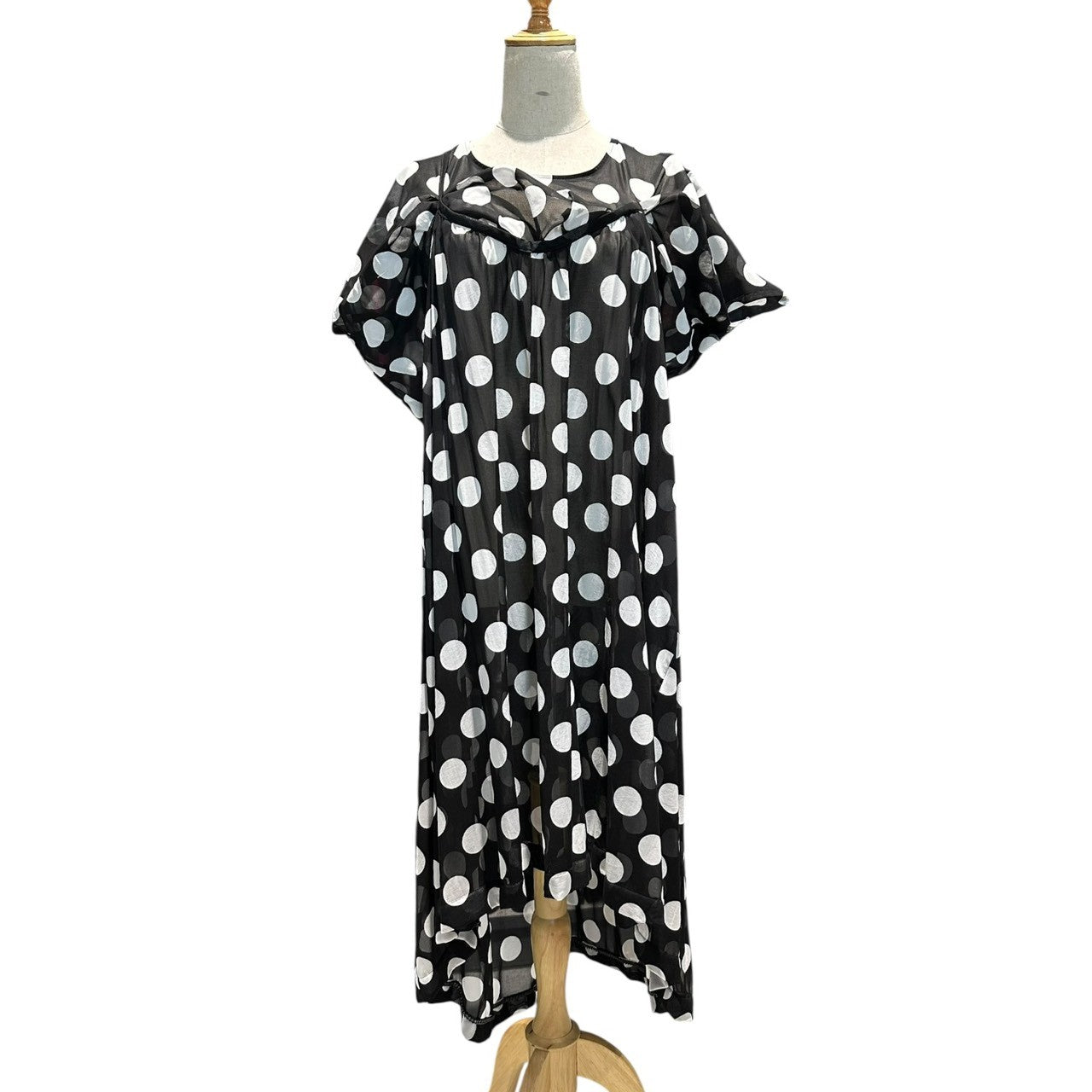 JUNYA WATANABE COMME des GARCONS(ジュンヤワタナベコムデギャルソン) 22SS Hem Chain Dot Sheer Layered Sleeveless Dress 裾チェーン ドット シアー レイヤード ノースリーブ ワンピース JI-O044 XS ブラック×ホワイト