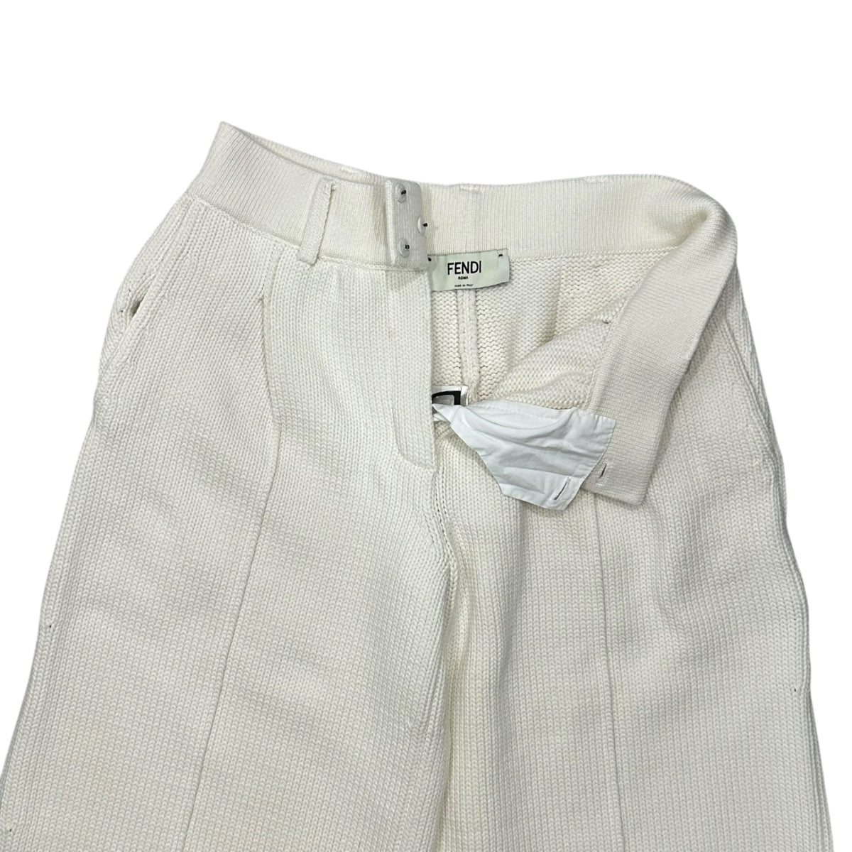 FENDI(フェンディ) 2021SS Fake-Pocket Short-Length Knit & Knit Pants Set-Up フェイク ポケット ショート レングス ニット ニット パンツ セット アップ 12CPF-20-2494 12CPF-20-2495 38 オフホワイト