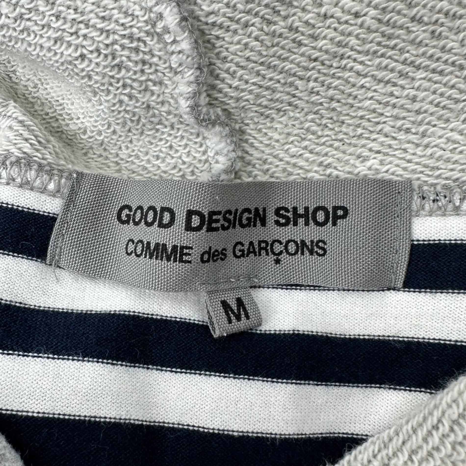 GOOD DESIGN SHOP COMME des GARCONS(グッドデザインショップコムデギャルソン) Striped Docking Pullover Hoodie ボーダー ドッキング プルオーバー パーカー II-T007 M グレー×ネイビー AD2016