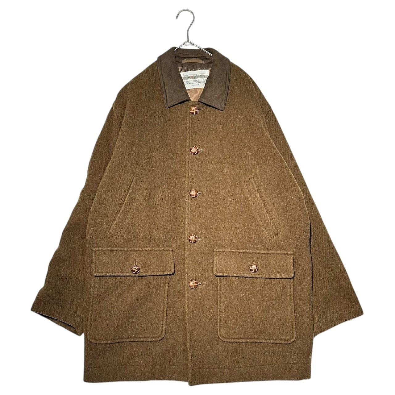 ASHBURTON(アシュバートン) Walnut Button-Style Collar-Split Melton Coat クルミボタン風 襟切替 メルトン コート 160~170cm(S~M程度) ブラウン