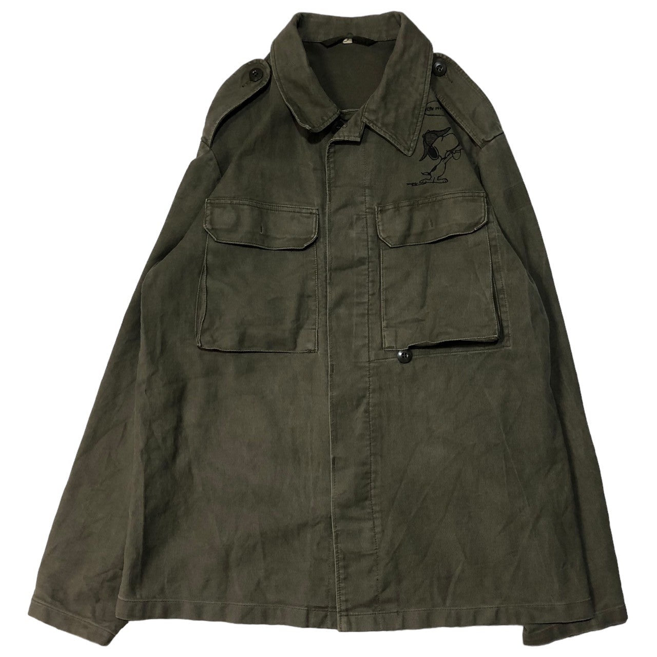 MARQUARDT SCHULZ(マーカートシュルツ) OLD CUSTUM FATIGUE JACKET オールド カスタム ファティーグ ジャケット ミリタリー スヌーピー SIZE M程度 カーキ ドイツ軍