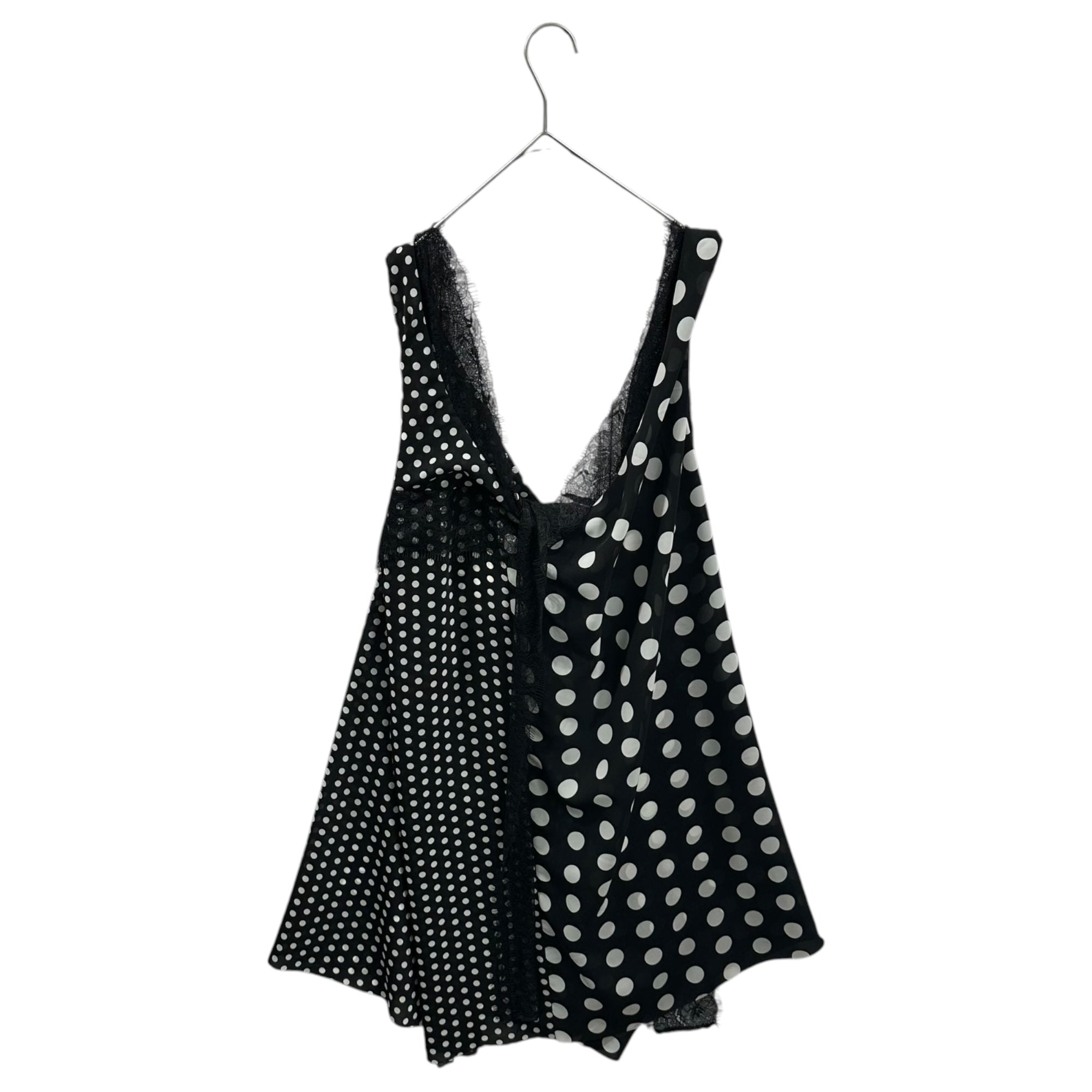 JUNYA WATANABE(ジュンヤワタナベ) 26SS Polka Dot Lace Asymmetrical Camisole Dress ドット レース アシンメトリー キャミソール ワンピース JQ-O021 M ブラック×ホワイト AD2025 コムデギャルソン シアー
