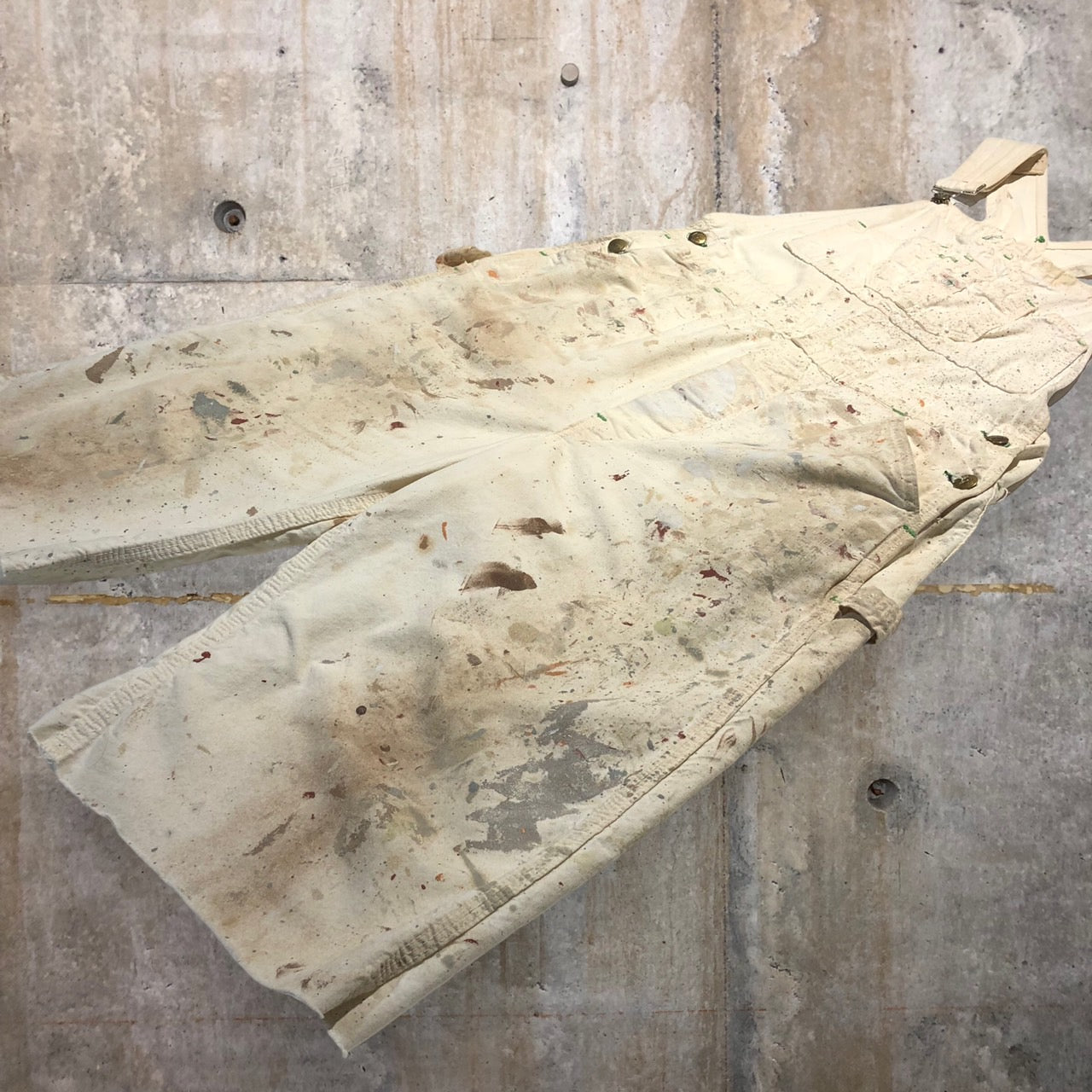 DUCK HEAD(ダックヘッド) 70'sヴィンテージペンキオーバーオール 表記なし(Mサイズ程度) ホワイト