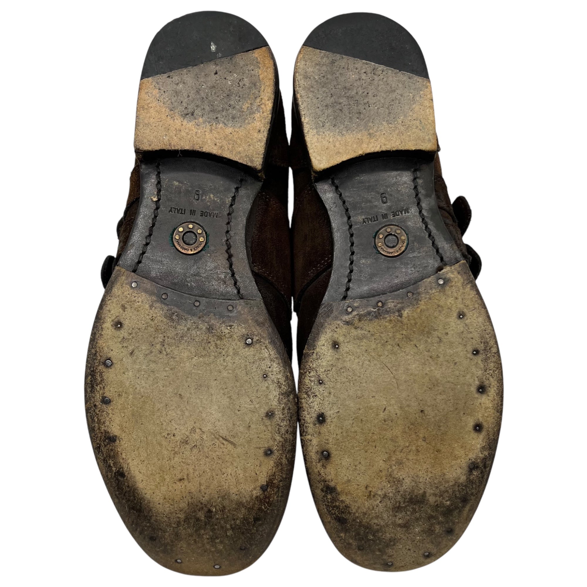 DOLCE&GABBANA(ドルチェ&ガッバーナドルガバ) suede belted boots スウェード ベルテッド ブーツ スエード ベルト 9(27.0cm程度) ブラウン