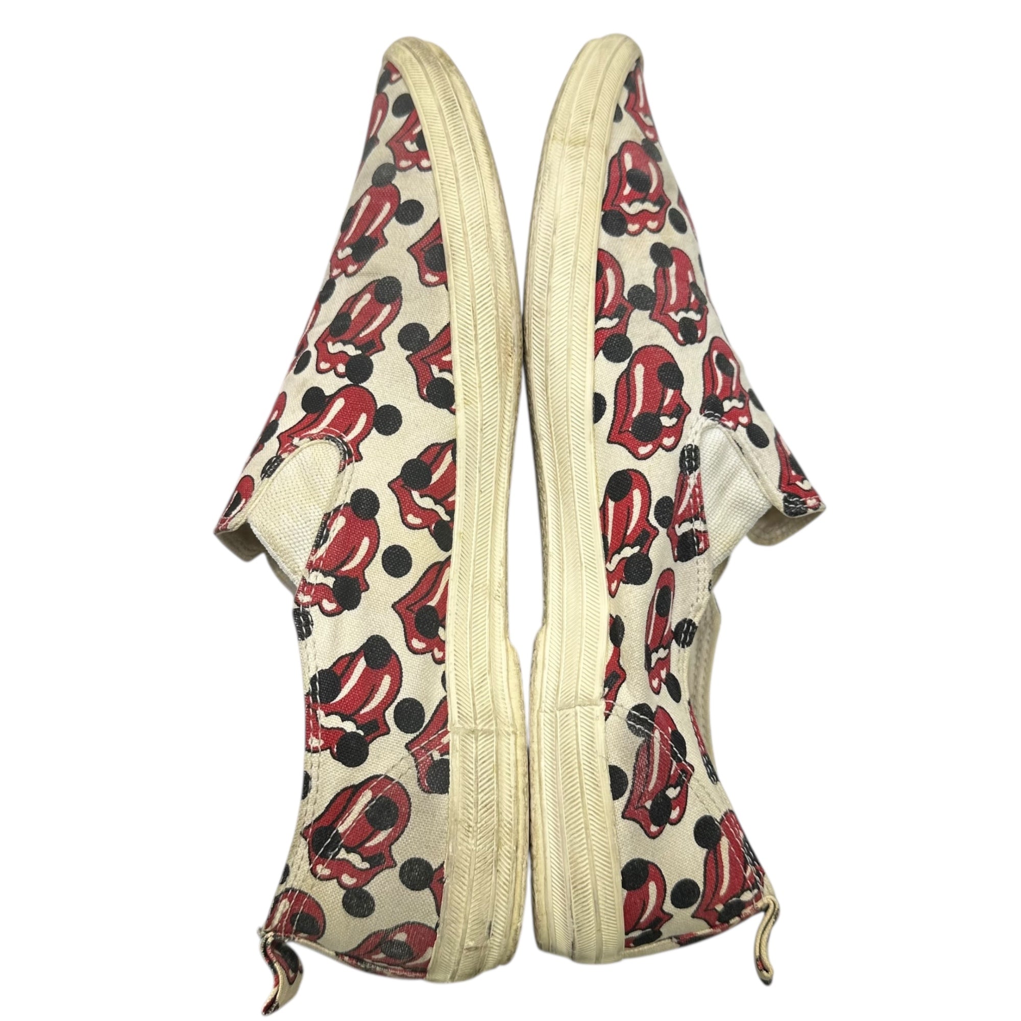 COMME des GARCONS HOMME PLUS(コムデギャルソンオムプリュス) 06SS Rolling Stones Lips & Tongue Print Slip-Ons ローリング ストーンズ リップ&タン プリント スリッポン JQ25A1 27.0cm ブラック×レッド スニーカー コラボ