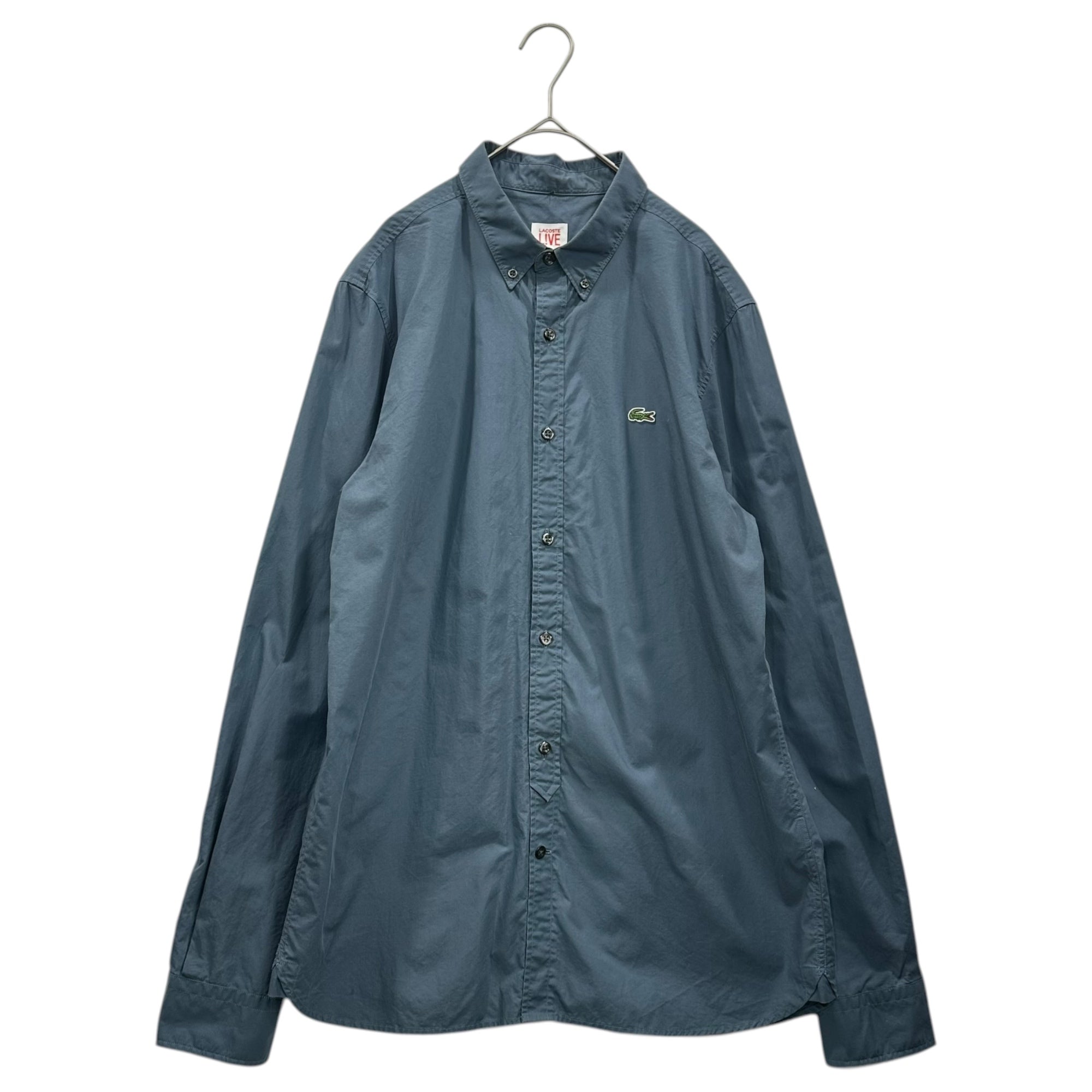 Lacoste L!VE(ラコステライブ) Logo Cotton BD L/S Shirt ロゴ コットン ボタンダウン 長袖 シャツ CH9468 US M/L ネイビー