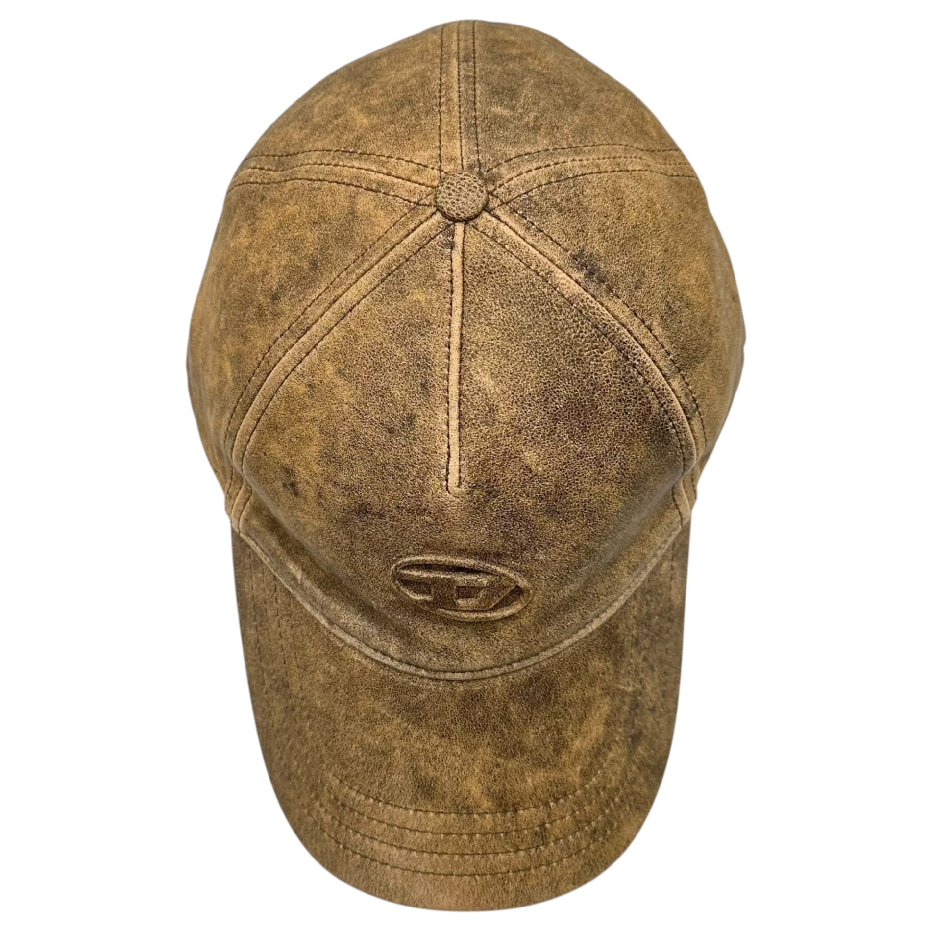 DIESEL(ディーゼル) C-BAR Leather Cap ロゴ レザー キャップ A11543 OPFAN 02 ブラウン ヴィンテージ加工