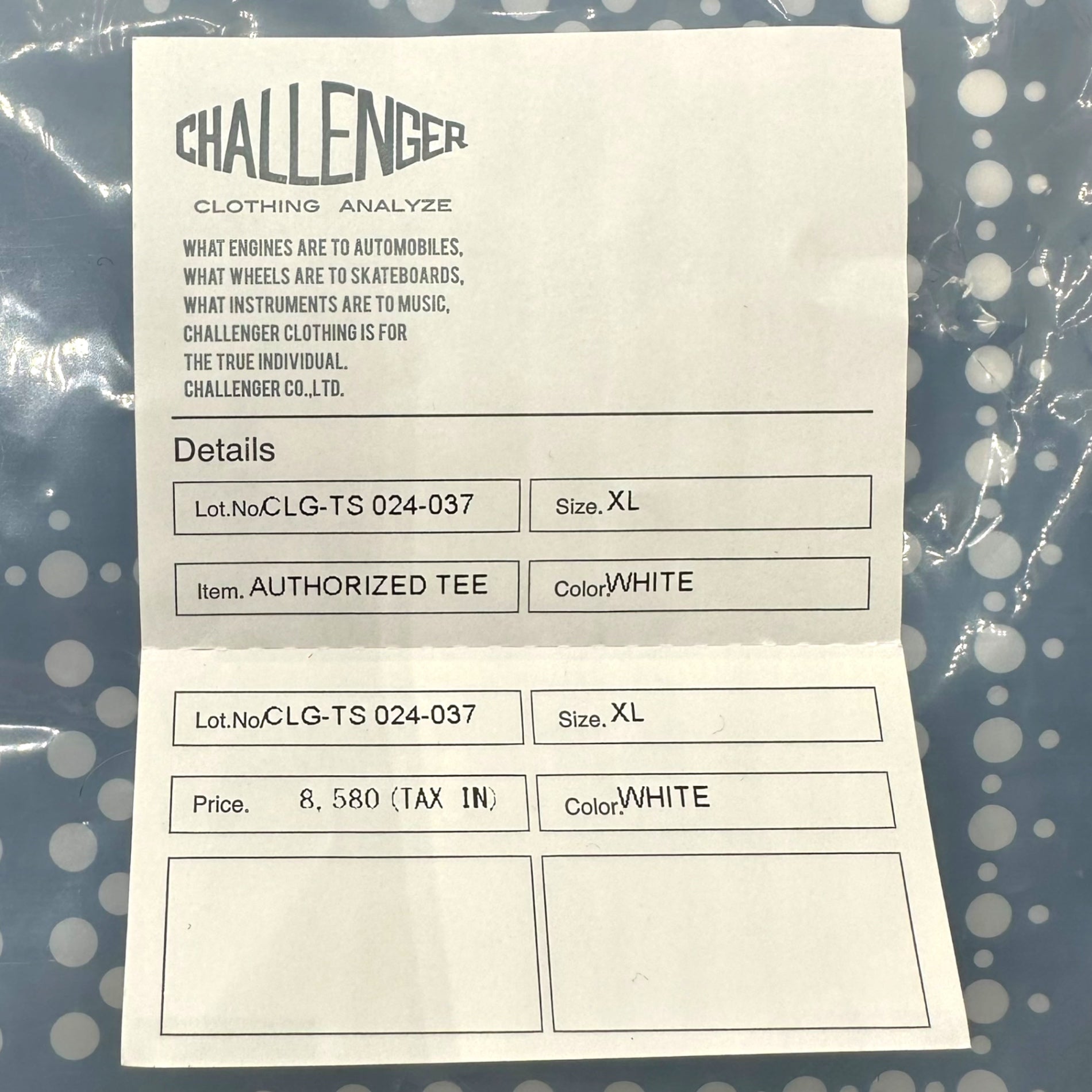 CHALLENGER(チャレンジャー) 15th ANNIVERSARY POP-UP限定 AUTHORIZED TEE 15周年 ポップアップ限定 Tシャツ CLG-TS 024-037 XL ホワイト×ブラック×マルチカラー “ROC” Ruins of CHALLENGER-