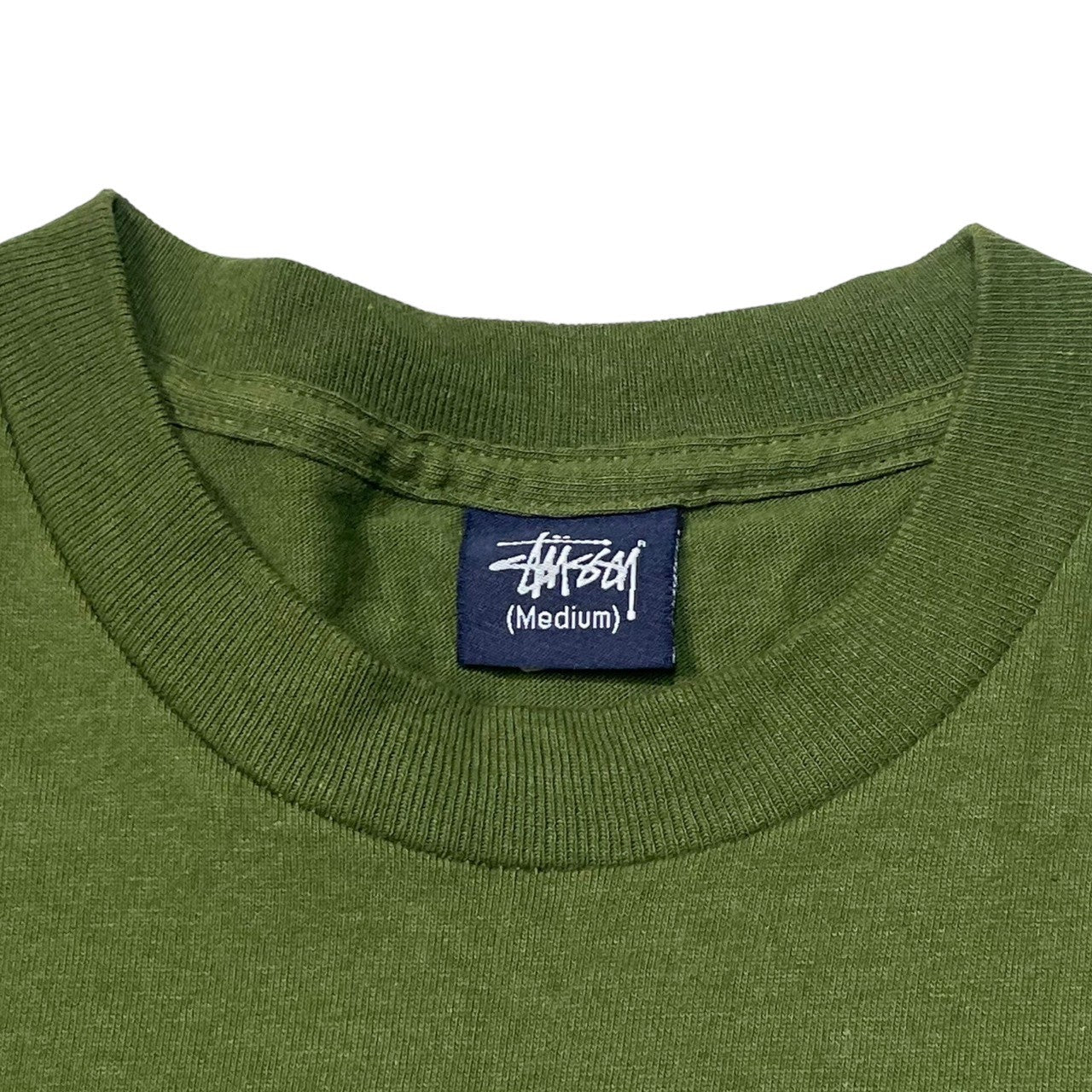 STUSSY(ステューシー) 90's~00's World tour Tシャツ ワールドツアー 紺タグ SIZE M カーキ×ホワイト 90~00年代 OLD STUSSY