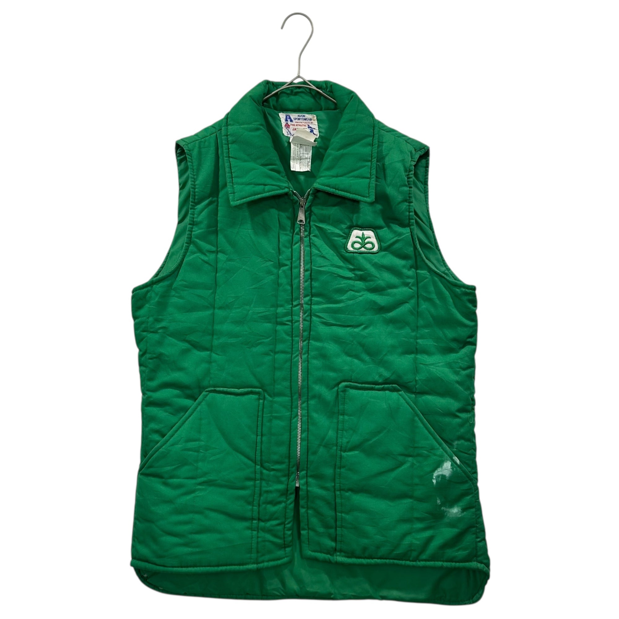 AVON SPORTSWEAR(アヴォン スポーツウェア) 80's Zip-Up Quilted Vest 80年代 ジップアップ 中綿 ベスト M グリーン