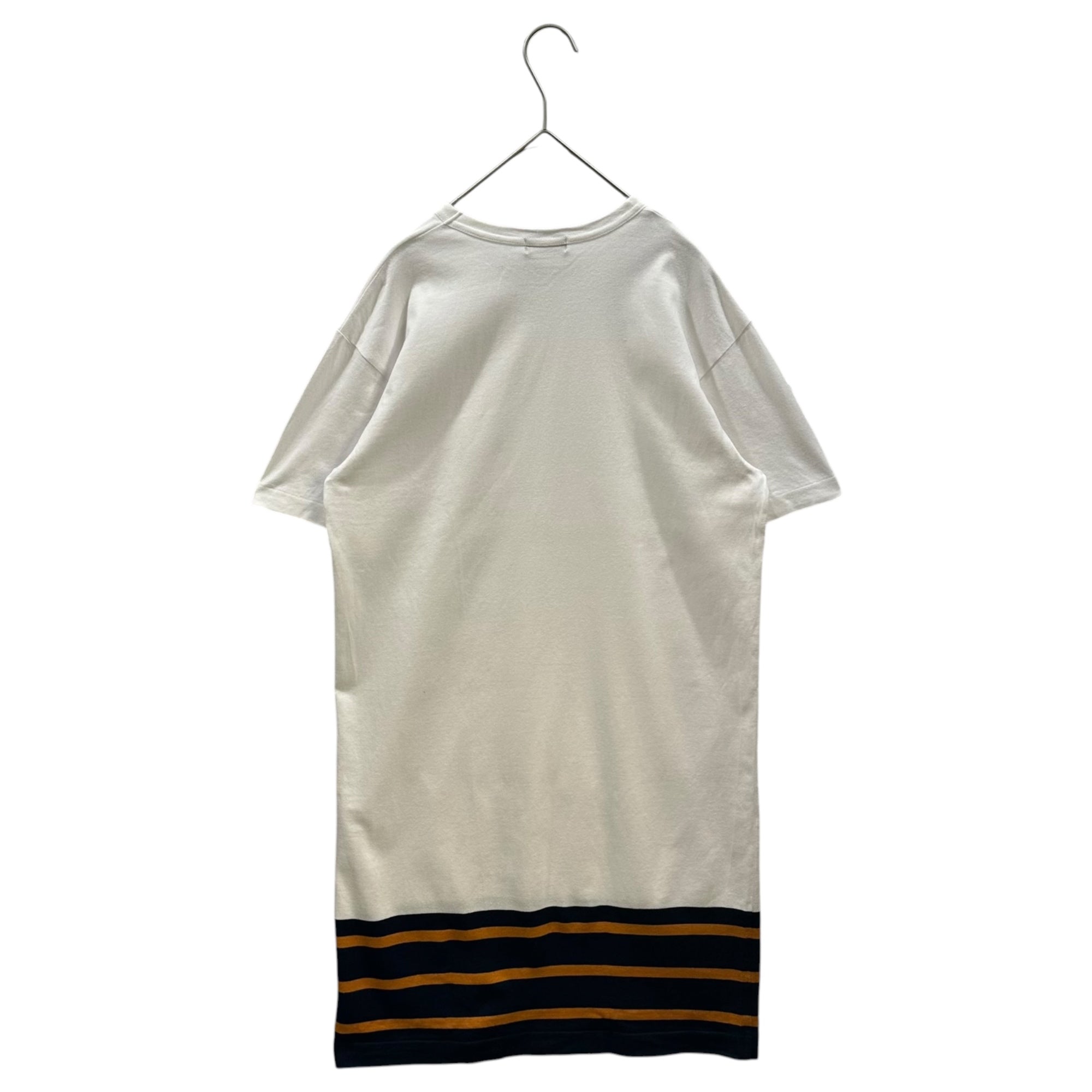 COMME des GARCONS HOMME PLUS(コムデギャルソンオムプリュス) 2016SS Asymmetrical Hem Long T-Shirt 裾切替 ロング Tシャツ PQ-T056 M ホワイト×ネイビー×ブラウン AD2015