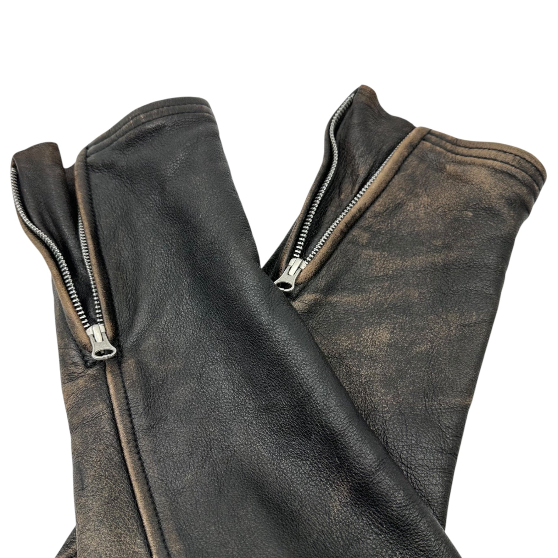 NEIGHBORHOOD(ネイバーフッド) CYCLE/SL-JKT サイクル ライダース ジャケット 202SZNH-JKM02 L ブラック×ブラウン ラムレザー ヴィンテージ加工