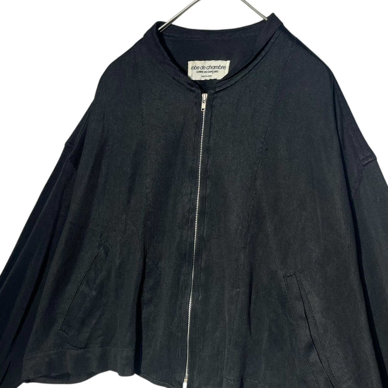 robe de chambre COMME des GARCONS(ローブドシャンブルコムデギャルソン) 80's Short zip-up Pleated processing wide blouson 80年代 短丈 ジップアップ プリーツ加工 ワイド ブルゾン 川久保玲 本人期 FREE ブラック