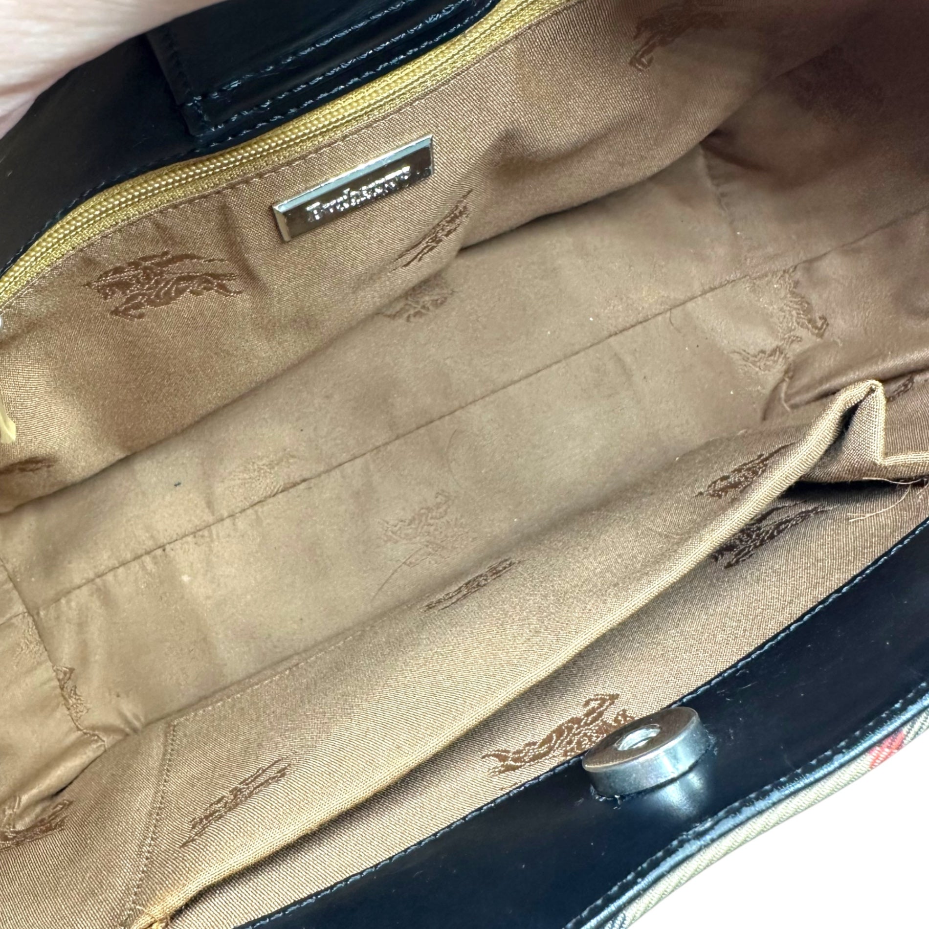 Burberrys(バーバリーズ) Novacek leather tricot one-shoulder bag ノバチェック レザー 切替 ワンショルダー バッグ ベージュ×ブラック ハンド ミニ ヴィンテージ