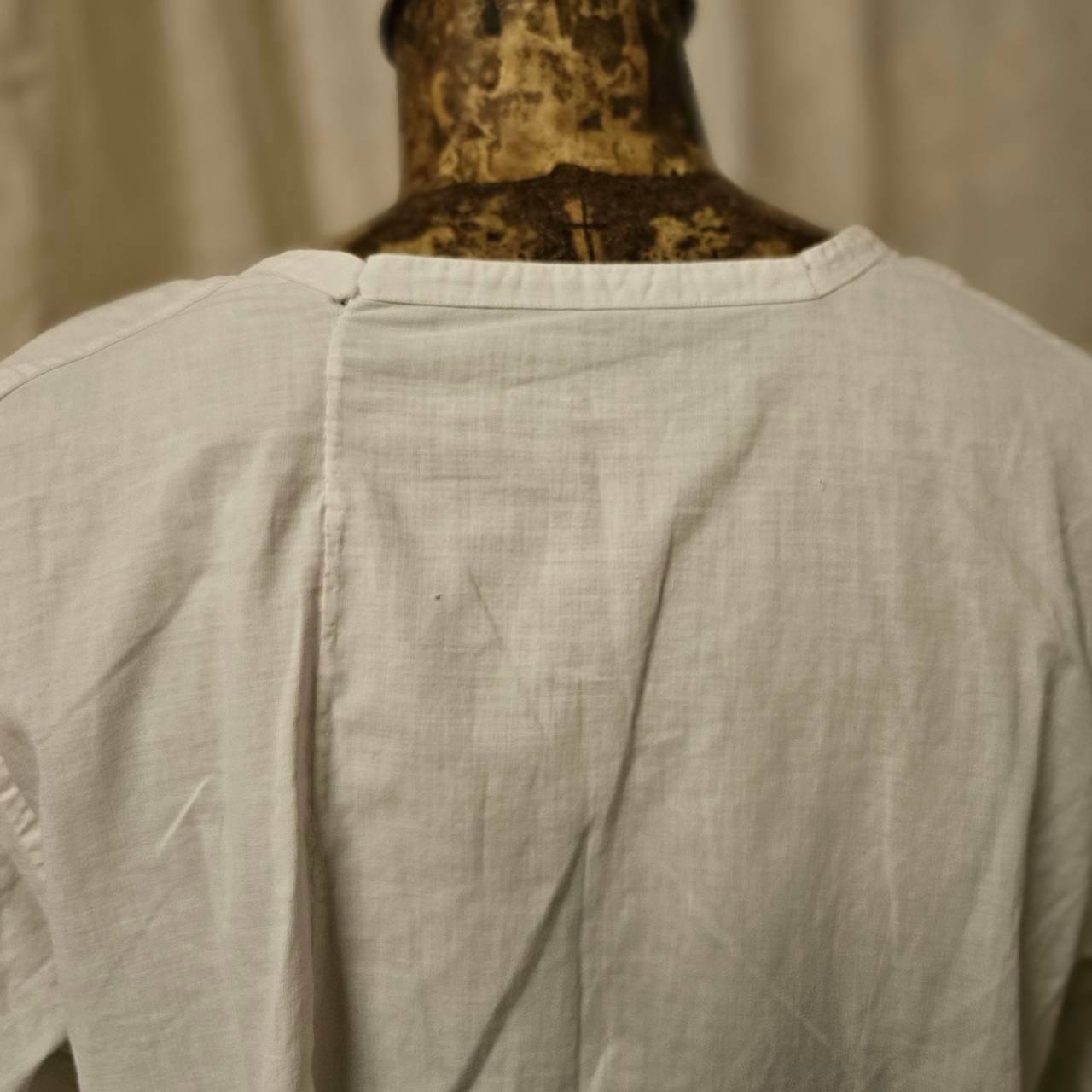 Euro vintage(ヨーロッパヴィンテージ) 20's~ center_open wide collar cotton blouse with scalloped lace スカラップレースのオープンカラーブラウス 表記無し(M~L程度) ホワイト / 薄っすらと小シミ有