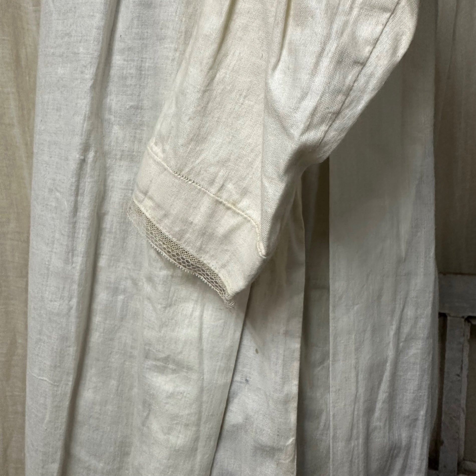 Euro Vintage(ヨーロッパヴィンテージ) Innocence_50's~ cotton lace long plain dress/コットンレースロング無地ワンピース 表記なし(Mサイズ程度) ベージュ