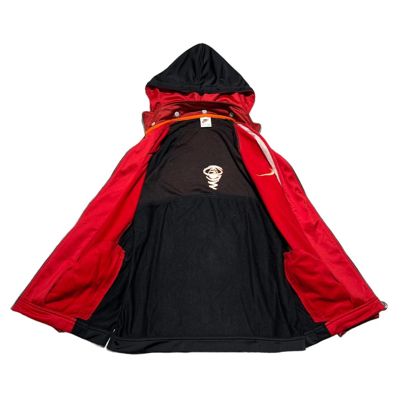 NIKE(ナイキ) 90's Basketball mesh switching setup バスケットボール メッシュ 切替 セットアップ U7-NKA S ブラック×レッド 90s ジップパーカー トラック ジャケット パンツ