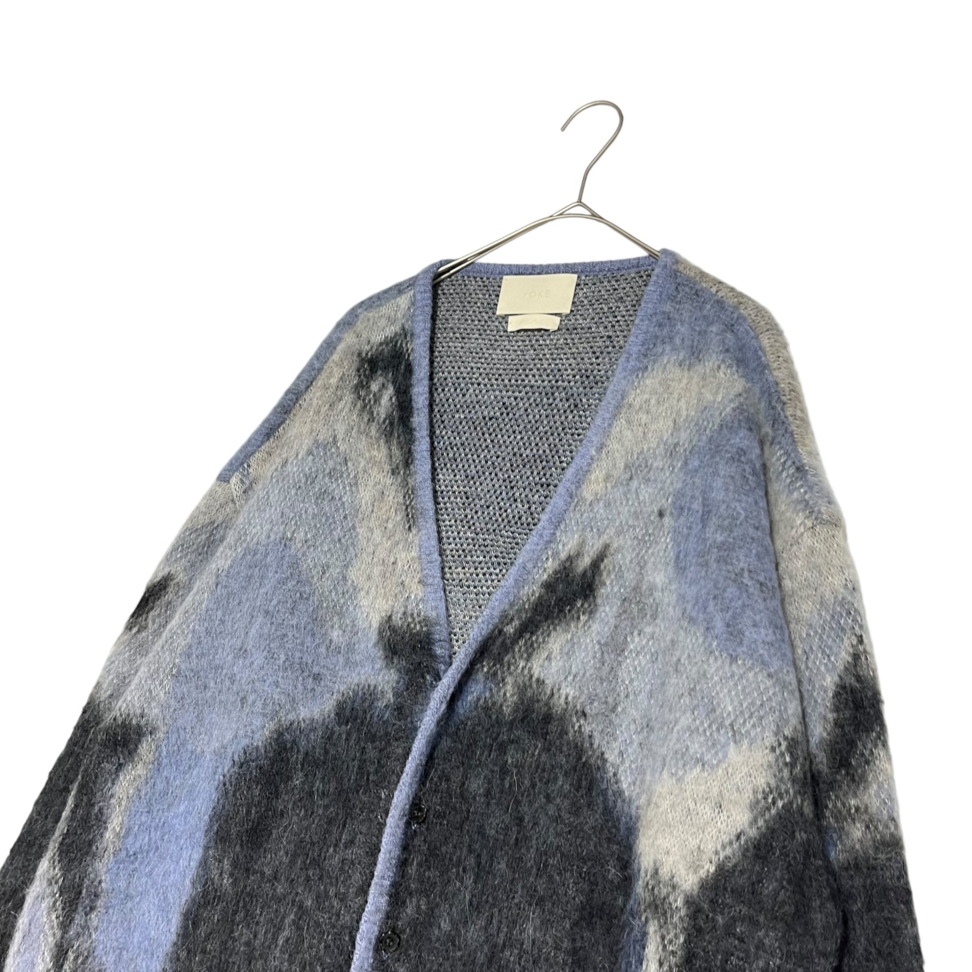 YOKE(ヨーク) 21AW ROTHKO JACQUARD CARDIGAN ジャガード カーディガン モヘア タイプ YK21AW0284S-AR 3 ブルー 参考定価46,200円(税込) ニット