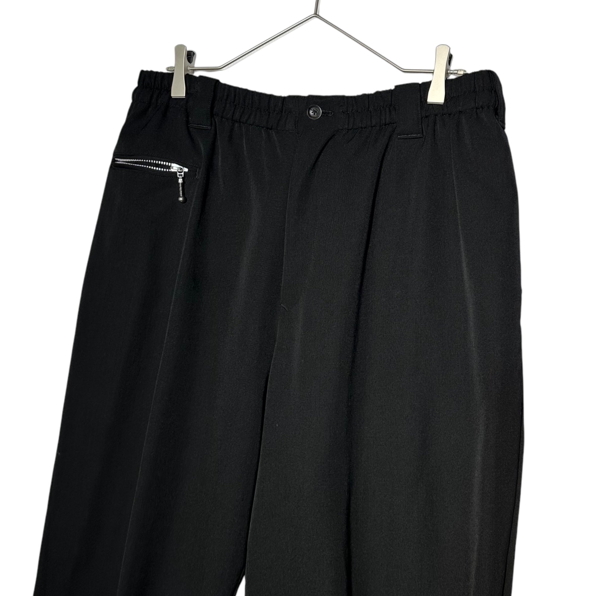 YOHJI YAMAMOTO POUR HOMME(ヨウジヤマモトプールオム) 18SS Wool gabardine, right front, ball zipper, tapered, wide slacks ウール ギャバジン 右前 ボールファスナー テーパード ワイド スラックス HW-P86-100 2(M程度) ブラック