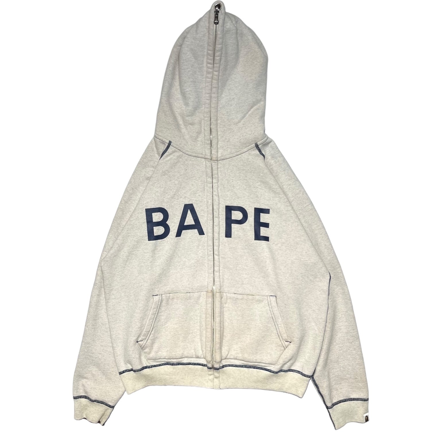 A BATHING APE(アベイシングエイプ) 00's Love Gene Check Reversible Parka ラブジェネ チェック リバーシブルパーカー L グレー×レッド ジップ