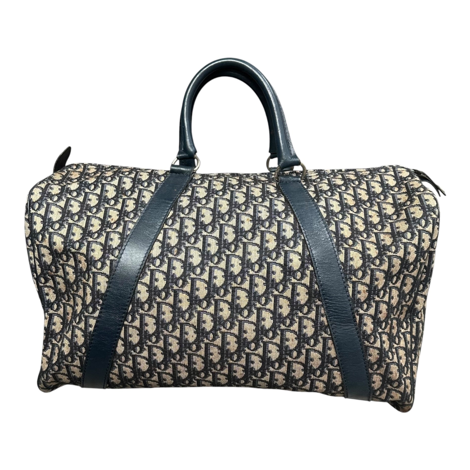 Christian Dior(クリスチャンディオール) 1970's Trotter monogram duffle bag トロッター柄 ボストン バッグ ネイビー×ベージュ 70年代 ヴィンテージ 旅行鞄 ECLAIRジップ