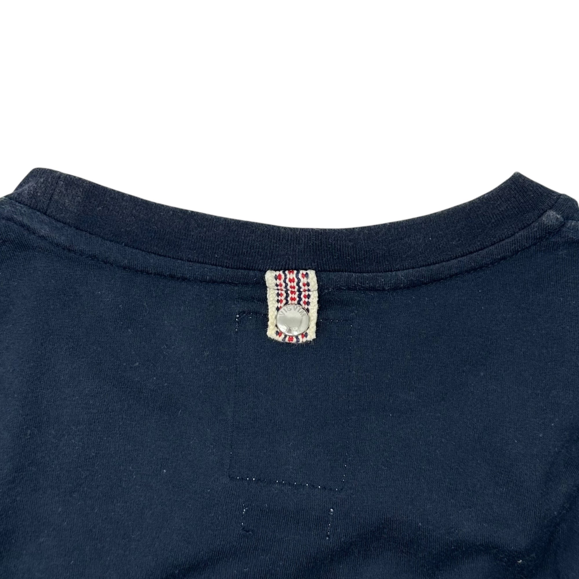 VISVIM(ビズビム/ヴィズヴィム) Beaded Flap Pocket Crew Neck T-Shirt ビーズ装飾 フラップ ポケット クルーネック Tシャツ S ネイビー