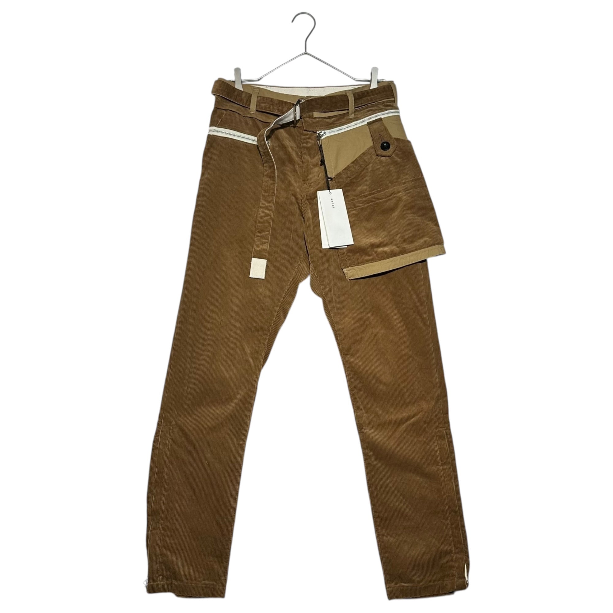 sacai(サカイ) 21AW Big Pockets Nylon-Switched Corduroy Pants ビッグポケット ナイロン切替 コーデュロイ パンツ 21-02629M 1(S程度) ブラウン×ベージュ