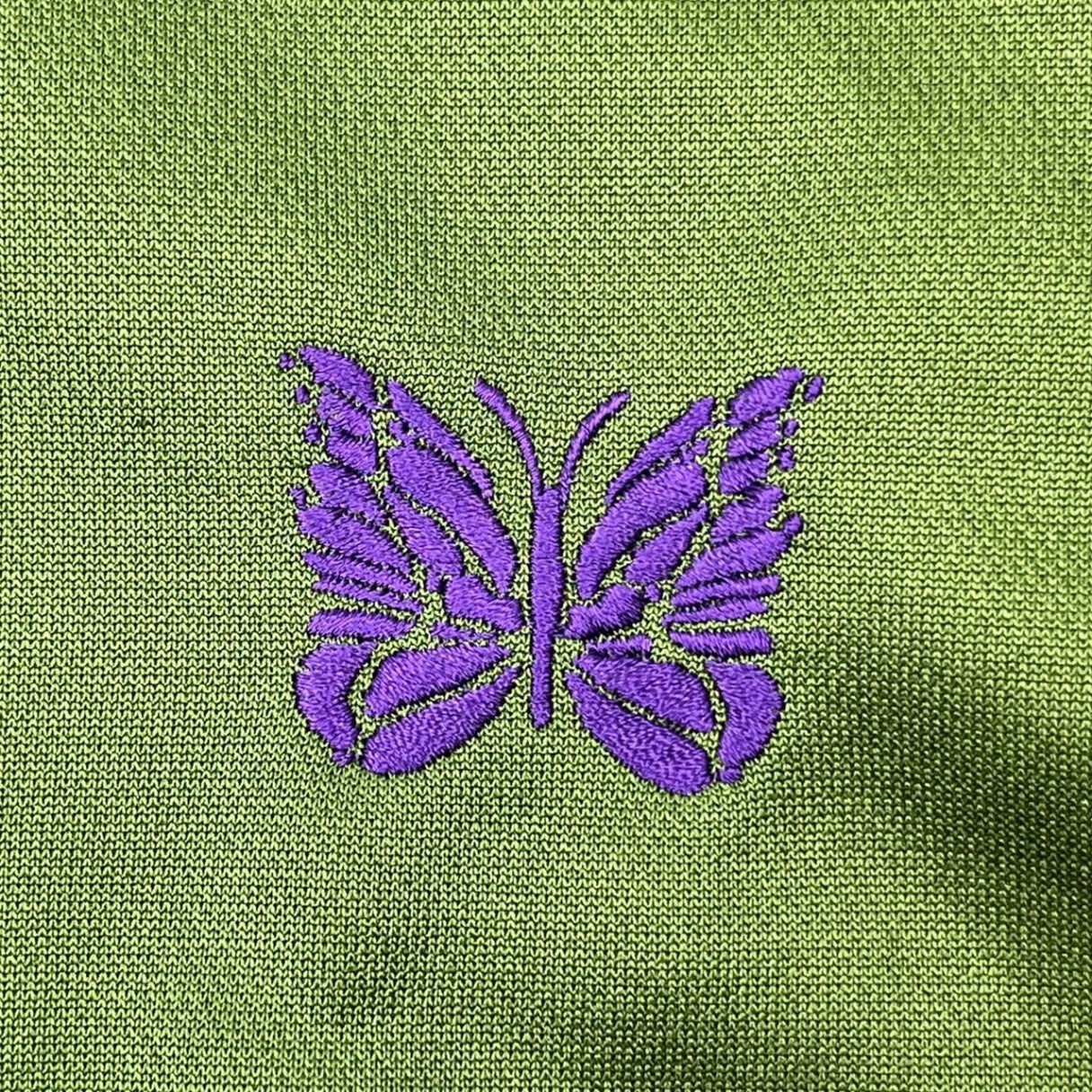 NEEDLES(ニードルズ) Needles Track Crew Neck Shirt ロゴ刺繍 トラック クルーネック ジャージー シャツ NS245 L グリーン×パープル