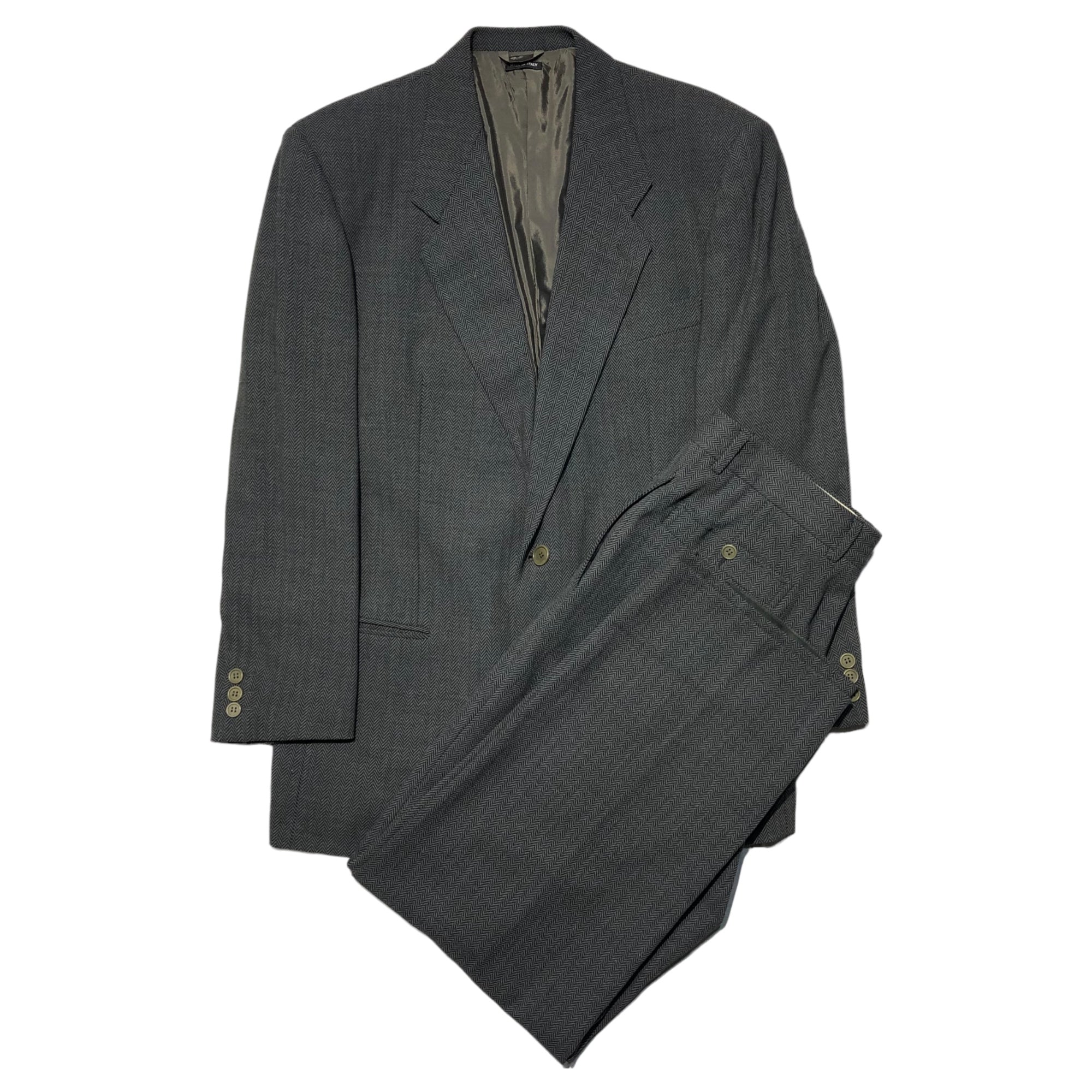 GIORGIO ARMANI(ジョルジオアルマーニ) 80's ~ 90's herringbone setup suit ヘリンボーン セットアップ スーツ 52(XL程度) グレー テーラード スラックス