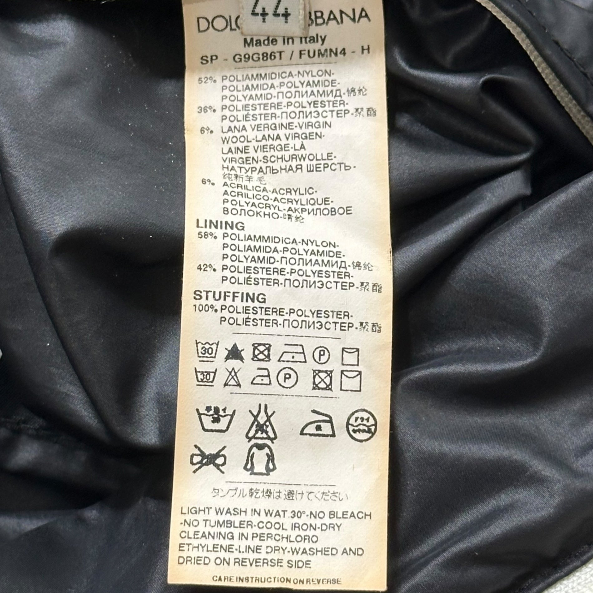 DOLCE&GABBANA(ドルチェ&ガッバーナドルガバ) 00's Big Zip Bicolor Ribbed Zip-up Cotton Blouson 00年代 ビッグジップ バイカラー リブ ジップアップ 中綿 ブルゾン G9G86T/FUMN4 44(XS) ブラック×ホワイト Y2K