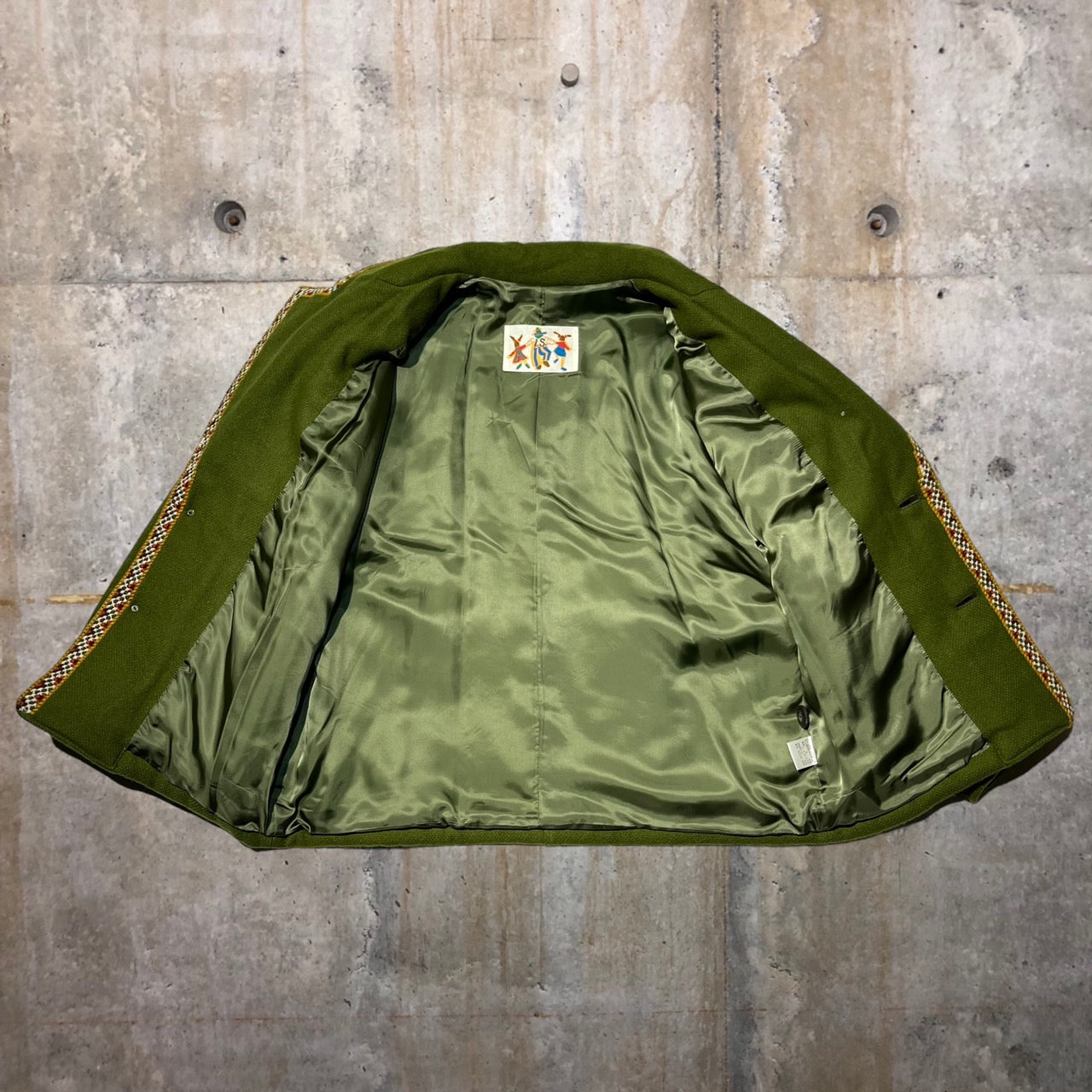 i.s. ISSEY MIYAKE(アイエス イッセイミヤケ) 80's Mexican stitch woolj acket/メキシカンステッチウールジャケット RG34010 M(メンズサイズ) グリーン