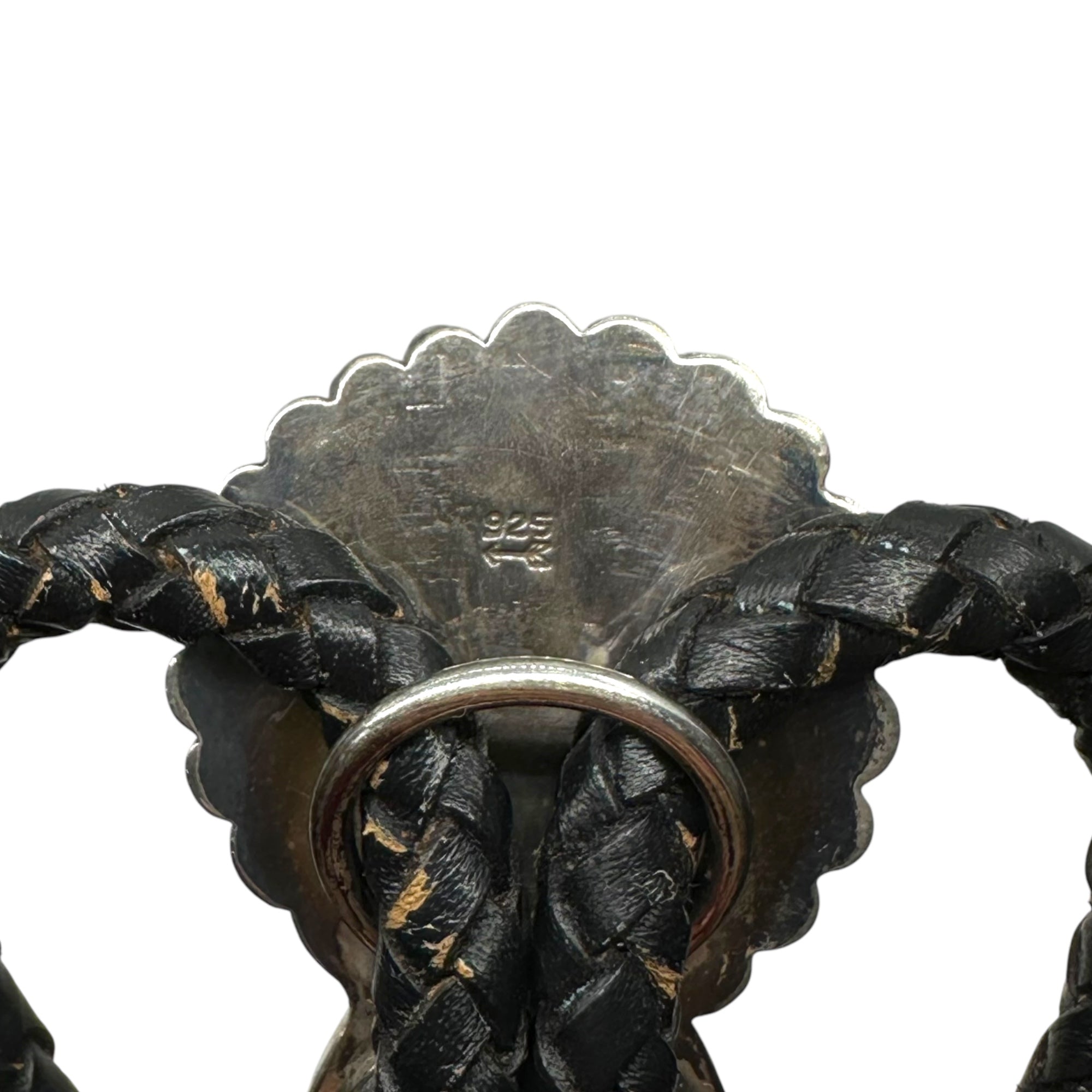 Indian Jewelry(インディアンジュエリー) 925 Sunface leather bolo tie サンフェイス ターコイズ レザー ボロタイ ブラック アロー刻印 弓矢