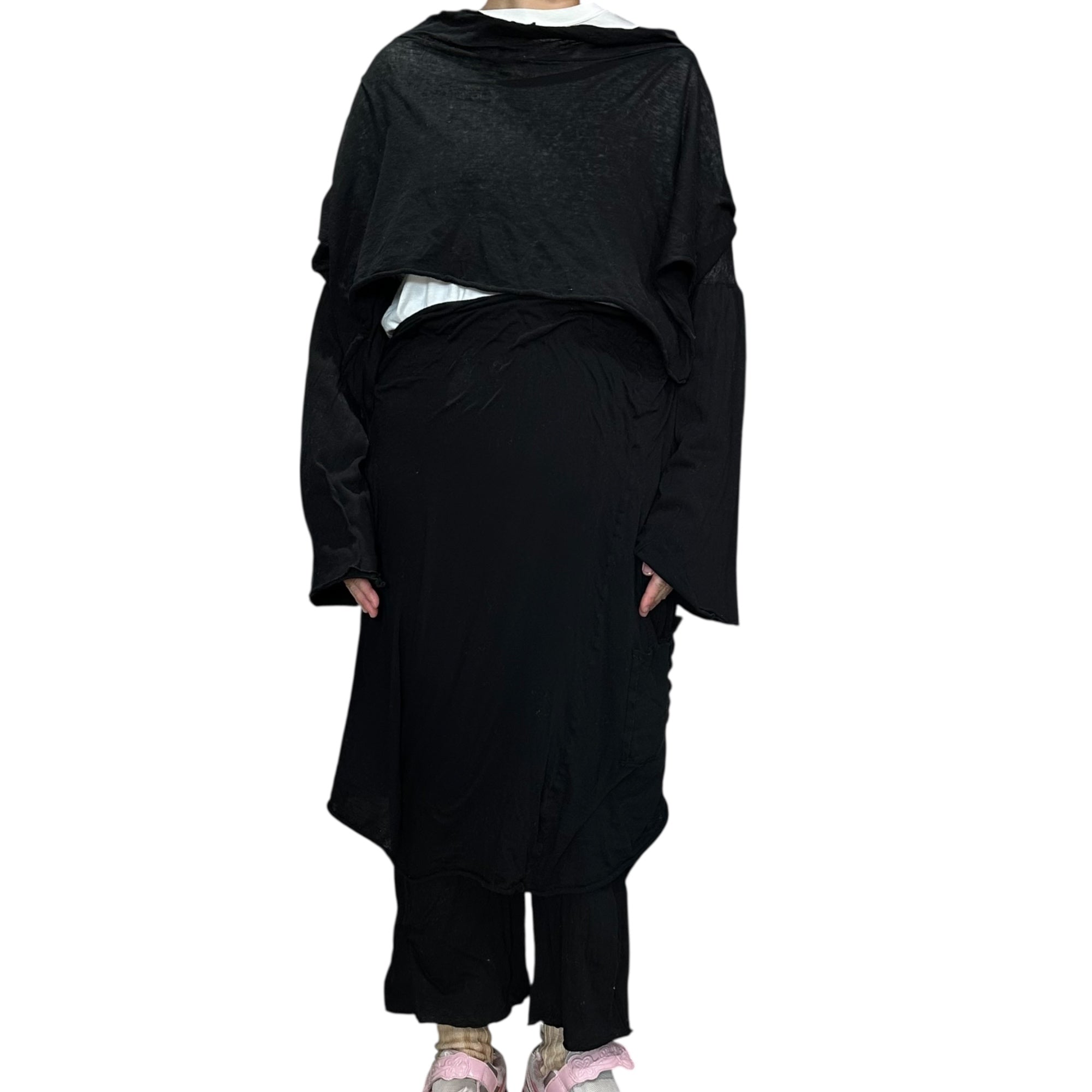 YOHJI YAMAMOTO(ヨウジヤマモト) Layered Design All-in-One レイヤード デザイン オールインワン FT-D14-051 S ブラック ワンピース