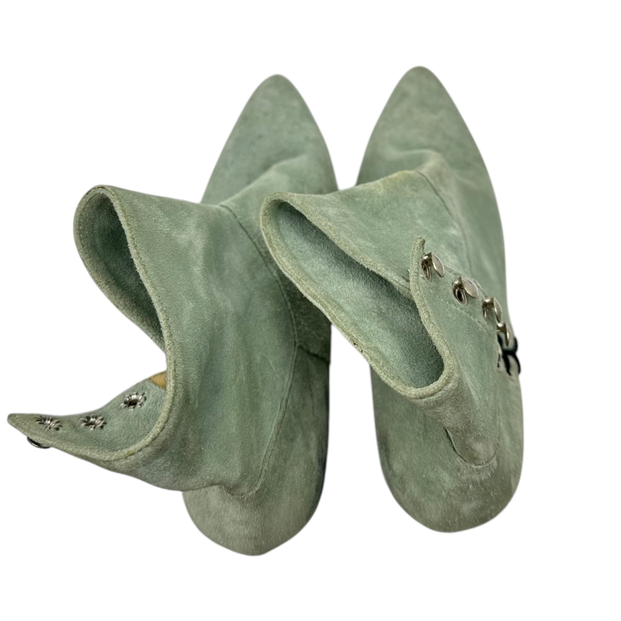 TOGA PULLA(トーガプルラ) western suede lace-up boots ウエスタン スウェード レザー レースアップ ブーツ 37(23.5cm) ミント グリーン ヒール