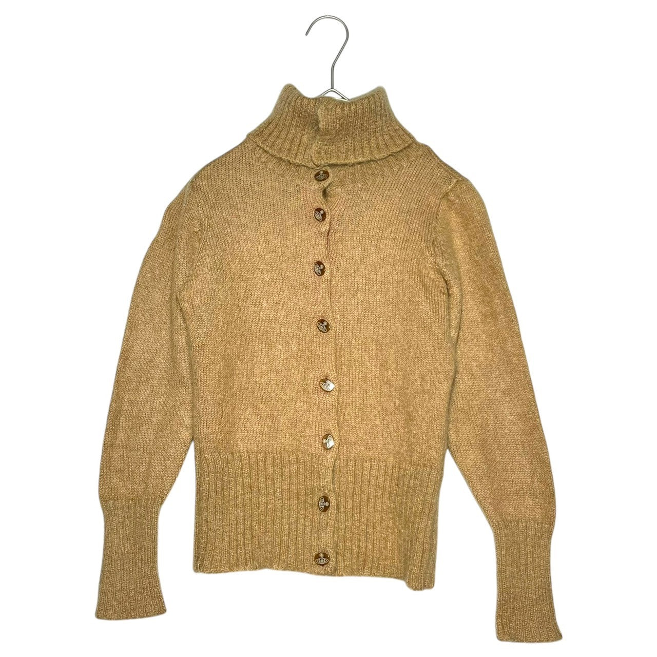 Vivienne Westwood RED LABEL(ヴィヴィアンウエストウッドレッドレーベル) 00's Orb Button High Neck Mohair Knit Cardigan オーブ ボタン ロゴ ハイネック モヘア ニット カーディガン 337-01-15013 2(M程度) ベージュ オリゾンティタグ