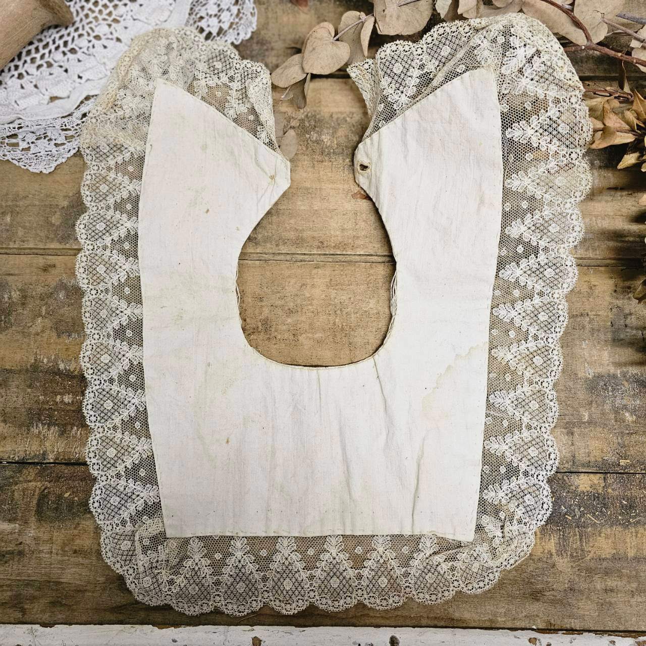 Euro antique(ヨーロッパアンティーク) 10~'s lace collar レース つけ襟 FREE ベージュ