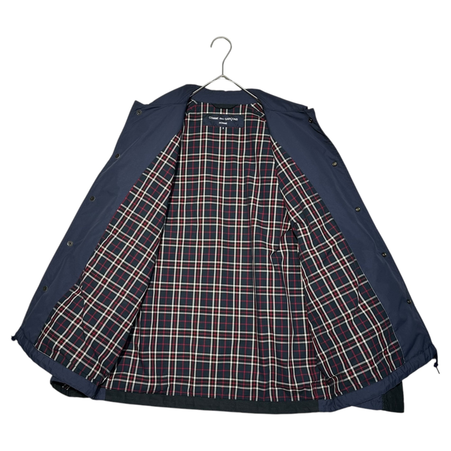 COMME des GARCONS HOMME(コムデギャルソンオム) 19SS Check lining nylon coach jacket チェック ライニング ナイロン コーチ ジャケット HE-J021 S ネイビー AD2019