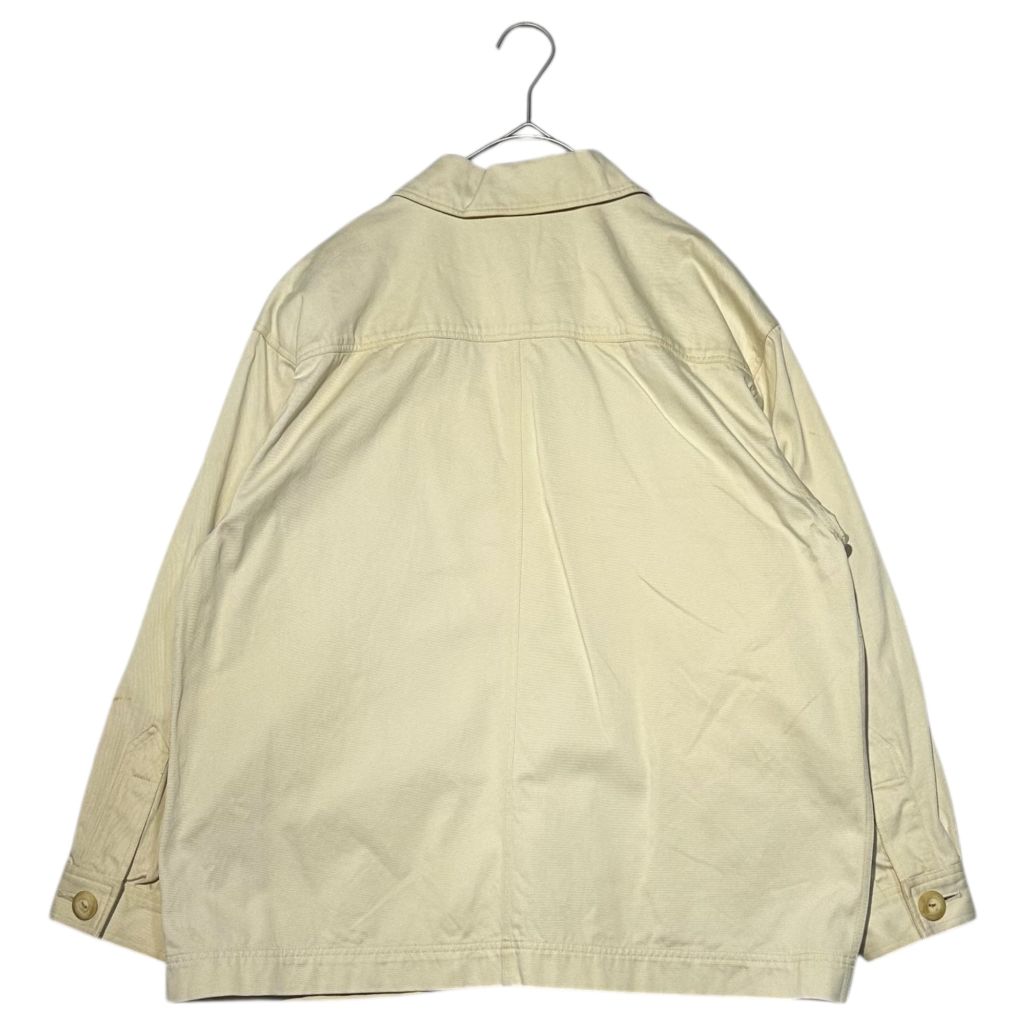 YVES SAINT LAURENT rive gauche(イヴサンローランリヴゴーシュ) 80~90's 7-button flap pocket work jacket 7ボタン フラップ ポケット ワークジャケット 38(M) ホワイト EURO VINTAGE