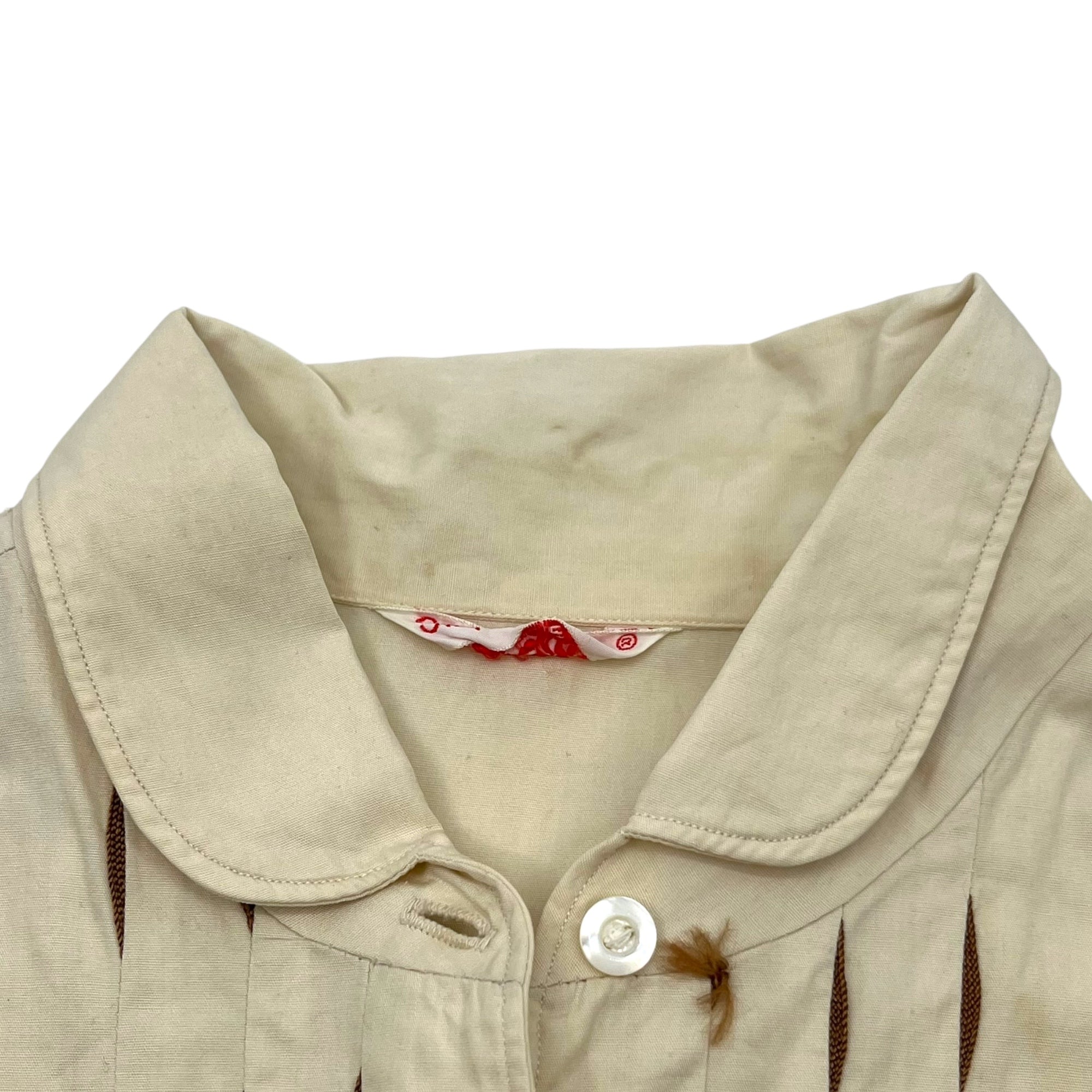 VINTAGE(ヴィンテージ) 60's~ center design long sleeve shirt センターデザイン長袖シャツ M~L程度 ベージュ×ブラウン