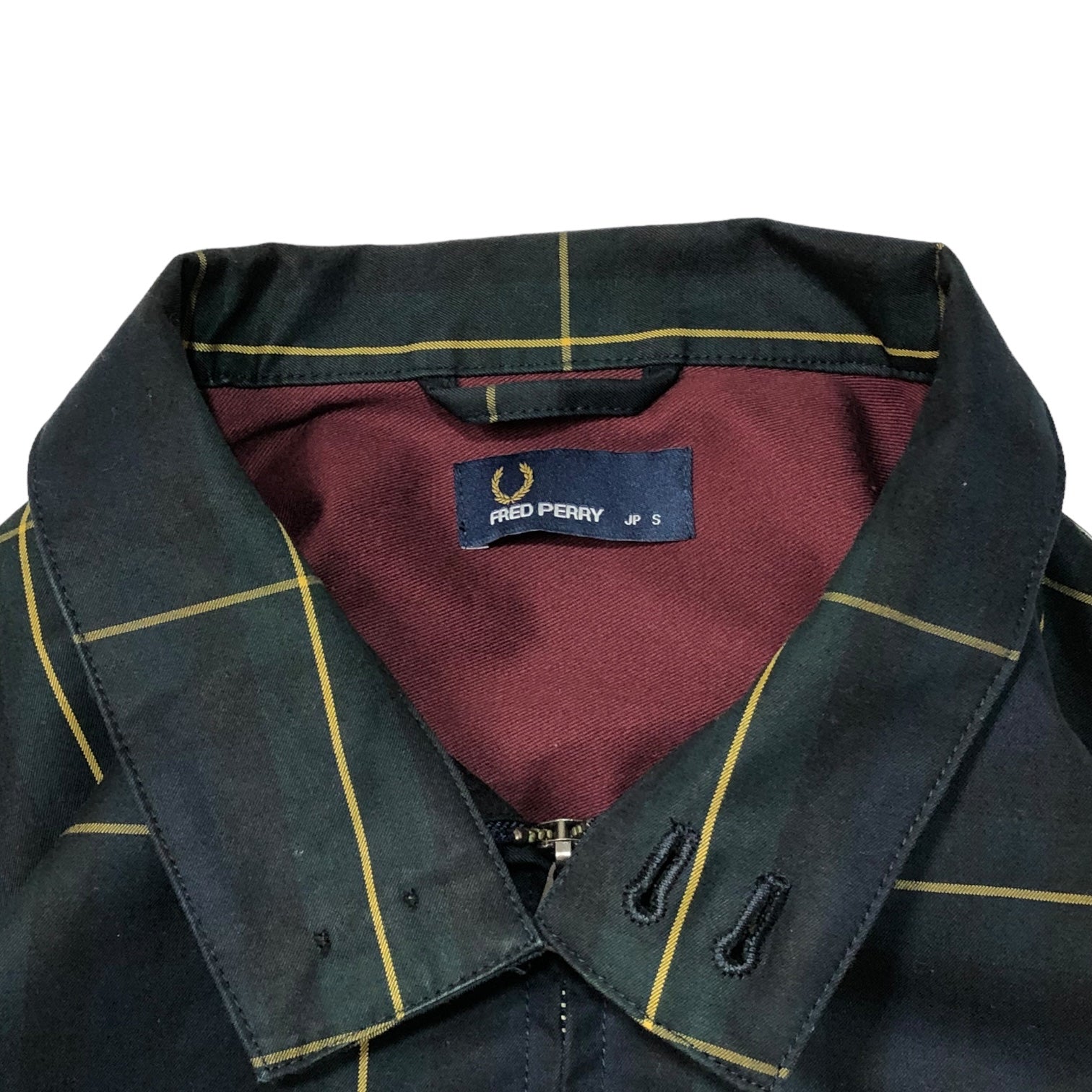 FRED PERRY(フレッドペリー) Harrington jacket ハリントン ジャケット F2472 S グリーン×ネイビー ウォーター リペレント スイングトップ ジャケット チェック
