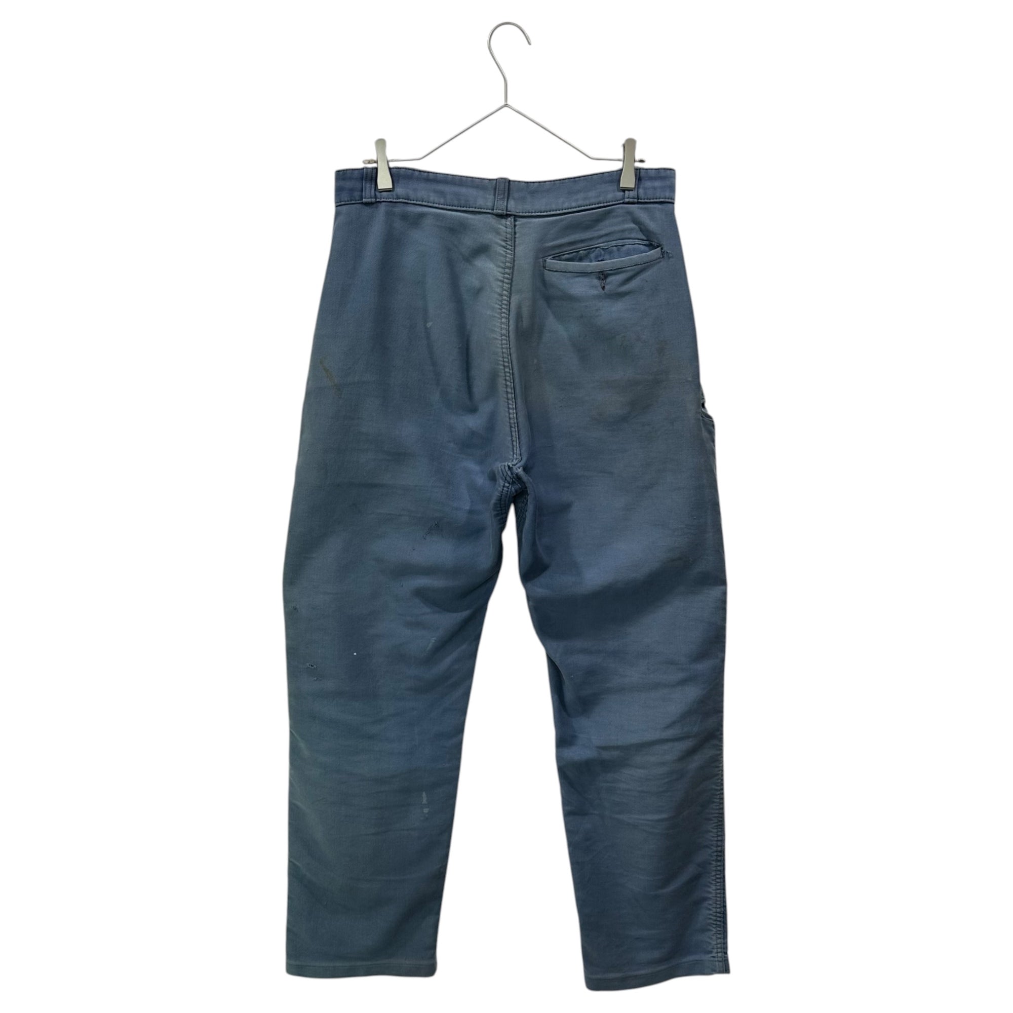 Adolphe Lafont(アドルフラフォン) 50's~60's Moleskin Work Pants モールスキン ワーク パンツ 約W33 ライトブルー ヴィンテージ メタルボタン BORO ボロ フレンチ