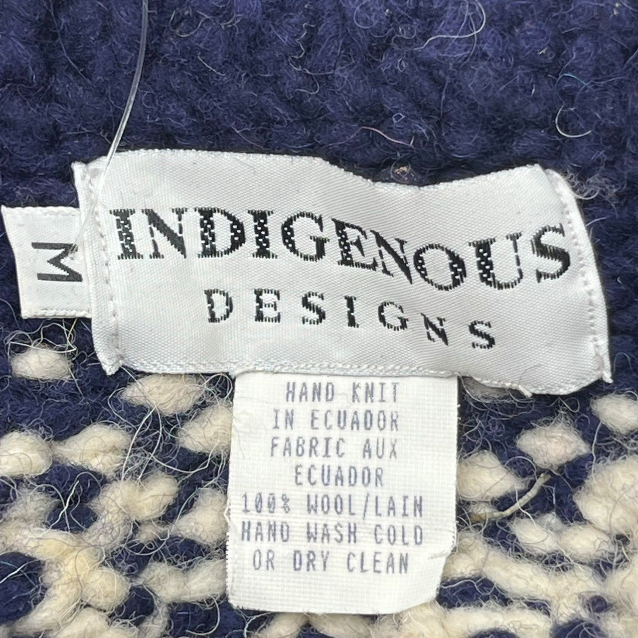 INDIGENOUS DESIGNS(インディアンデザインズ) Ecuador made Indian low gauge knit エクアドル製 インディアン ローゲージ ニット M ネイビー×グリーン 環境保護 サスティナブル オーガニック