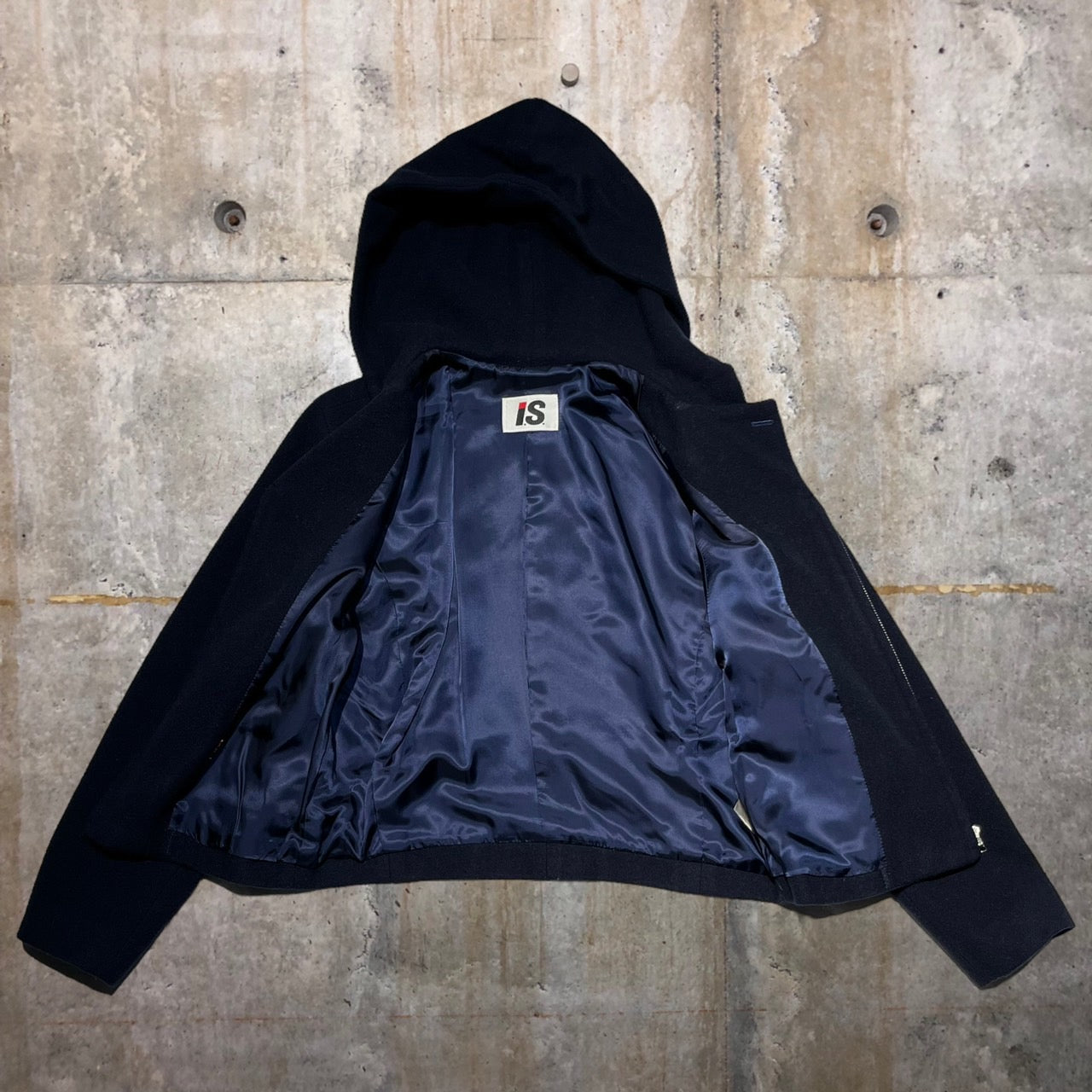 i.s. ISSEY MIYAKE(アイエス イッセイミヤケ) 90's hooded wool half pants set up/フーデットウールハーフパンツセットアップ IS14-FF014 M ネイビー