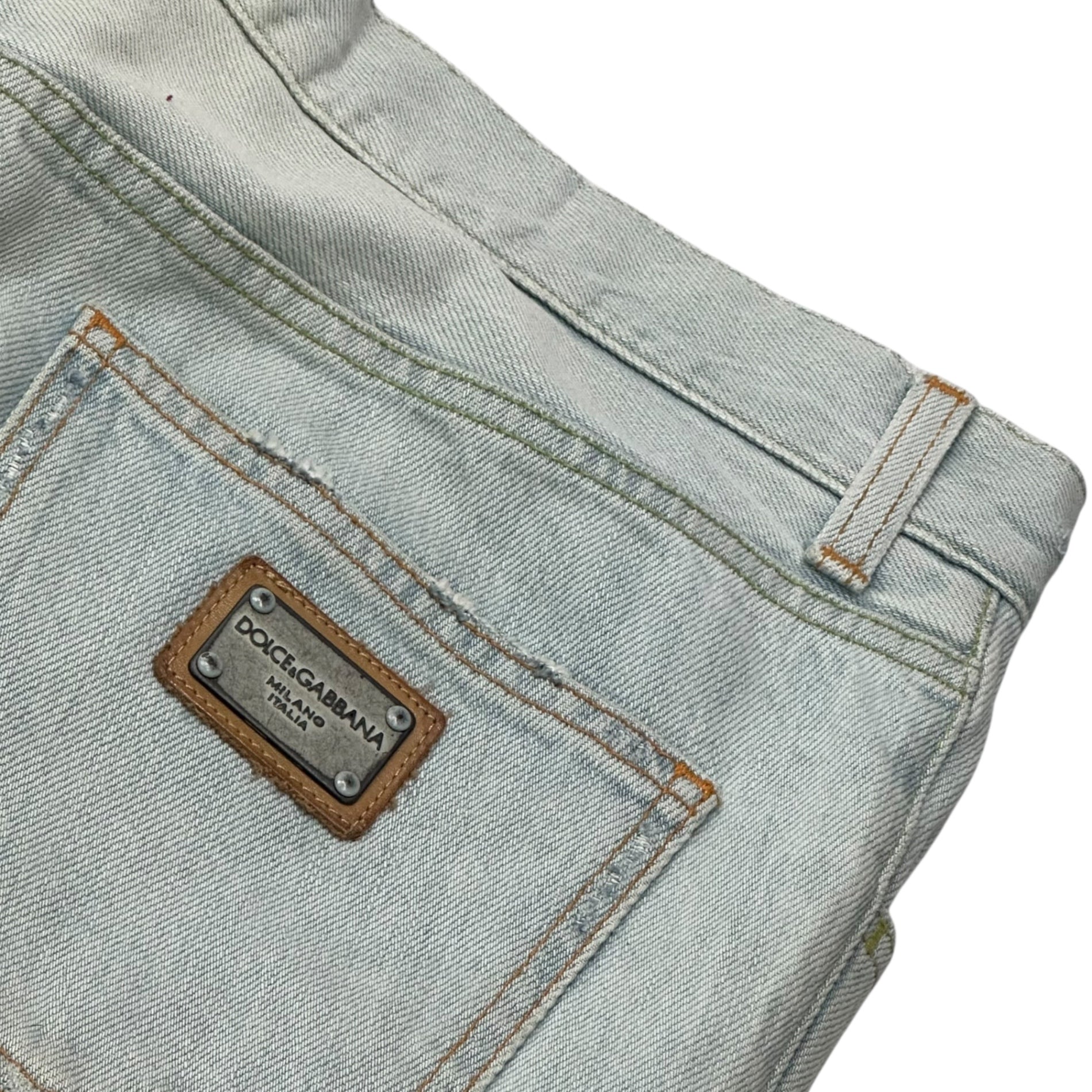 DOLCE&GABBANA(ドルチェ&ガッバーナドルガバ) Distressed Denim Pants ダメージ加工 デニム パンツ 48 ライトインディゴ