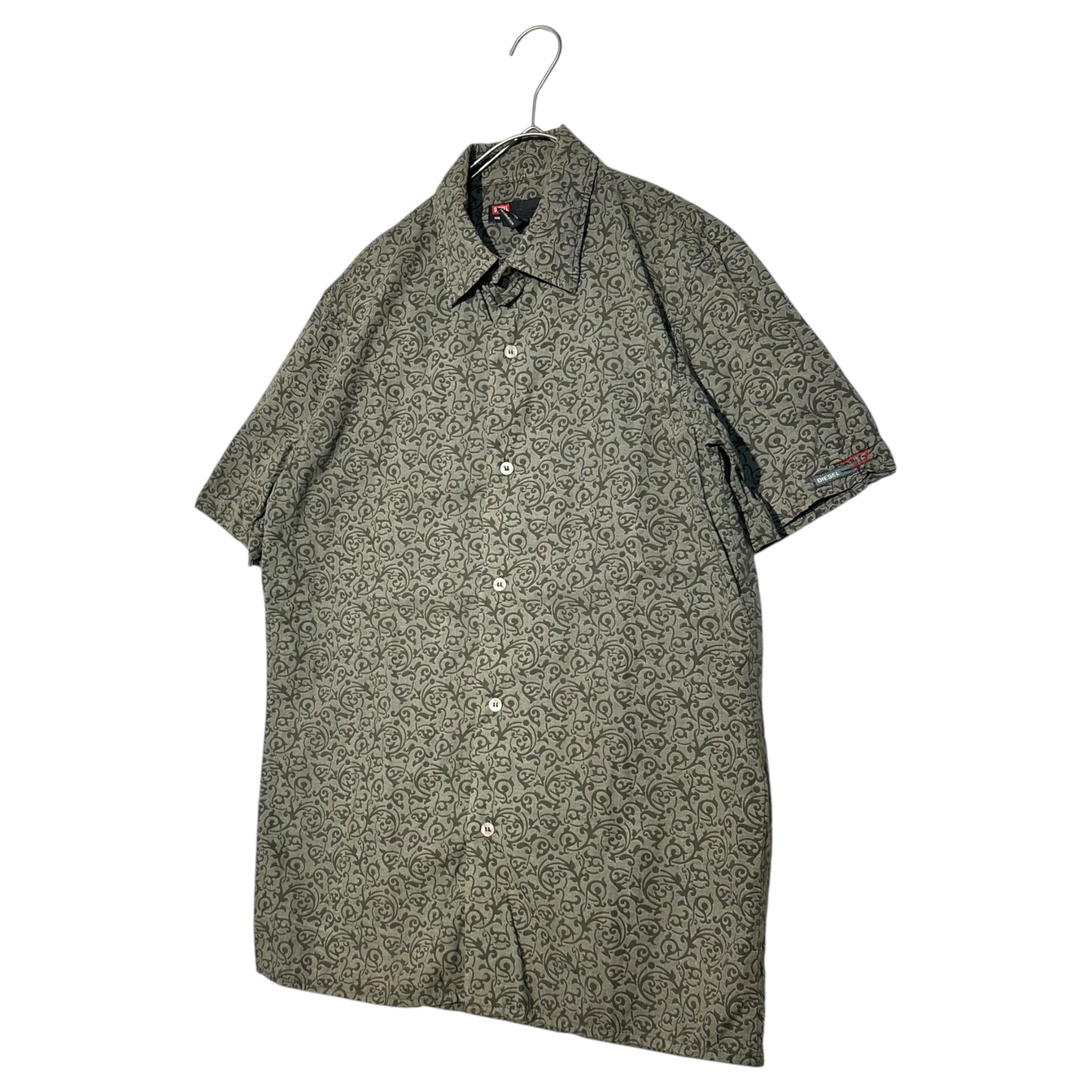 DIESEL(ディーゼル) 00's Arabesque Pattern Total Pattern S/S Shirt 唐草模様 総柄 半袖 シャツ S カーキ