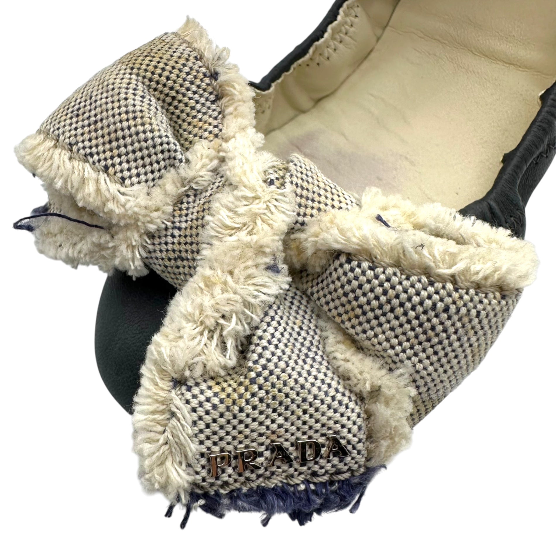 PRADA SPORT(プラダスポーツ) Leather Bow Ballet Flats リボン レザー バレーシューズ 37 1/2(24.0cm程度) ネイビー