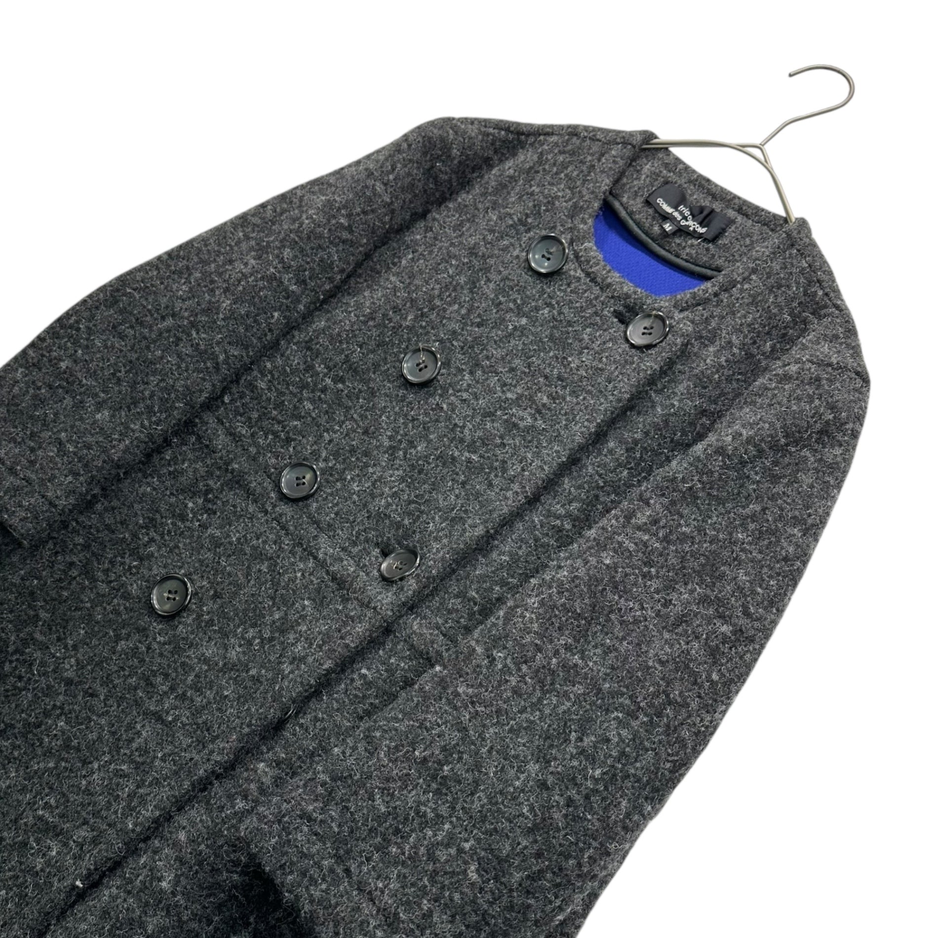 tricot COMME des GARCONS(トリココムデギャルソン) 14AW Brushed Wool Collarless Coat 起毛 ウール ノーカラー コート TN-C011 M グレー AD2014