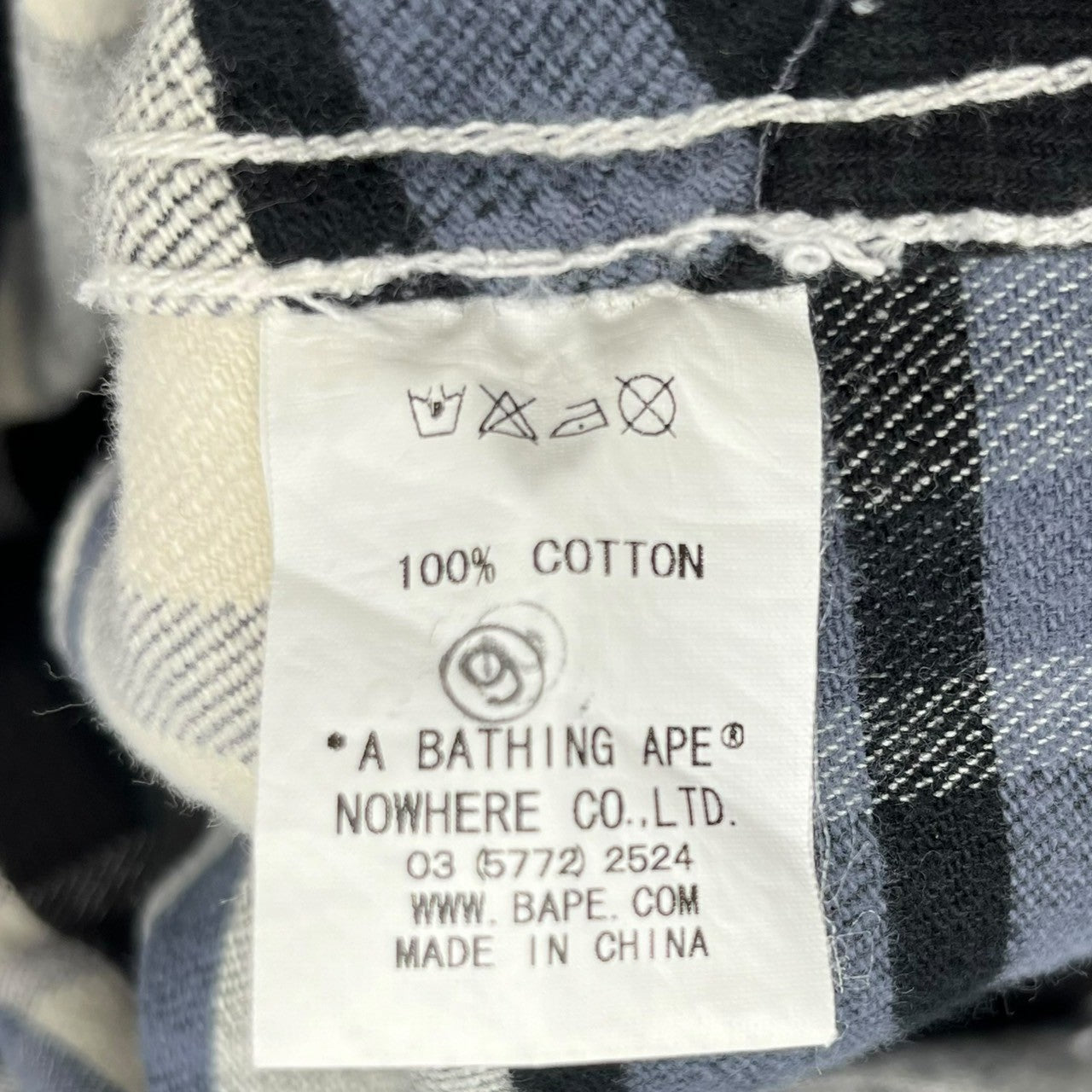BAPE BY A BATHING APE(ベイプ バイ アベイシングエイプ) 00's tartan check flannel shirt タータンチェック フランネル シャツ L ネイビー×グレー 厚手 ジャケット