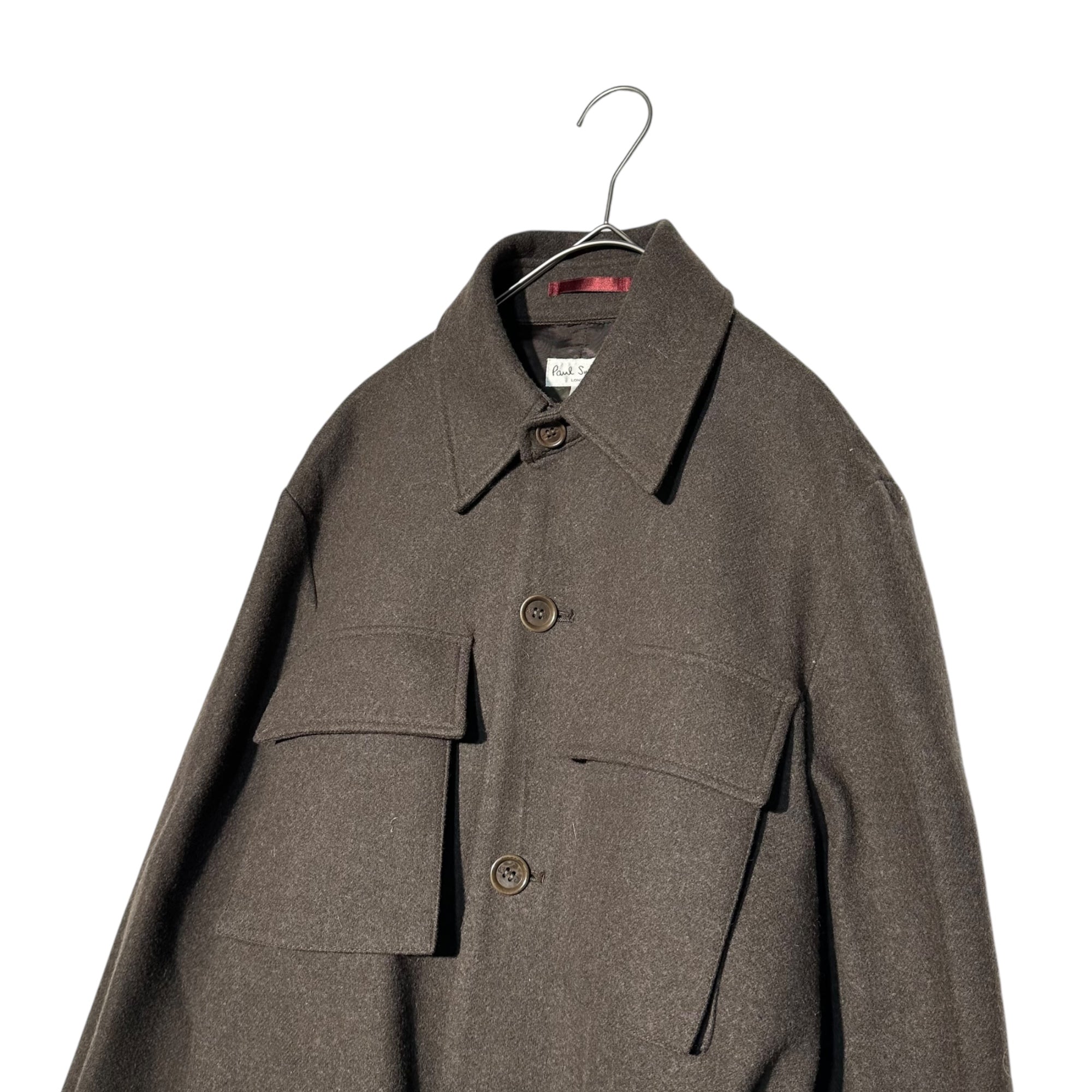 PAUL SMITH(ポールスミス) デザイン ウール ハーフコート L ブラウン