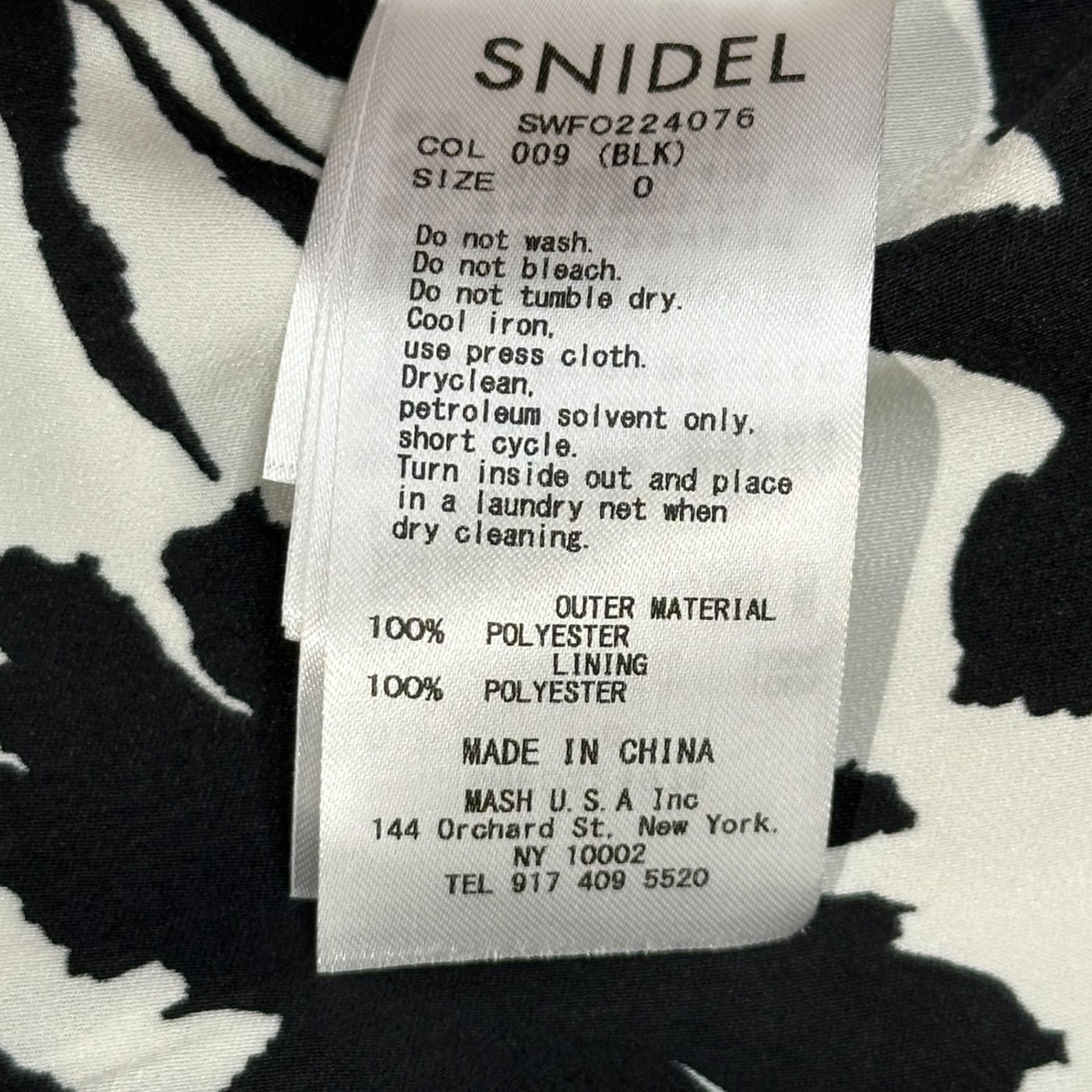 snidel(スナイデル) ビッグカラー プリント ワンピース SWFO224076 0(XS程度) ブラック×ホワイト